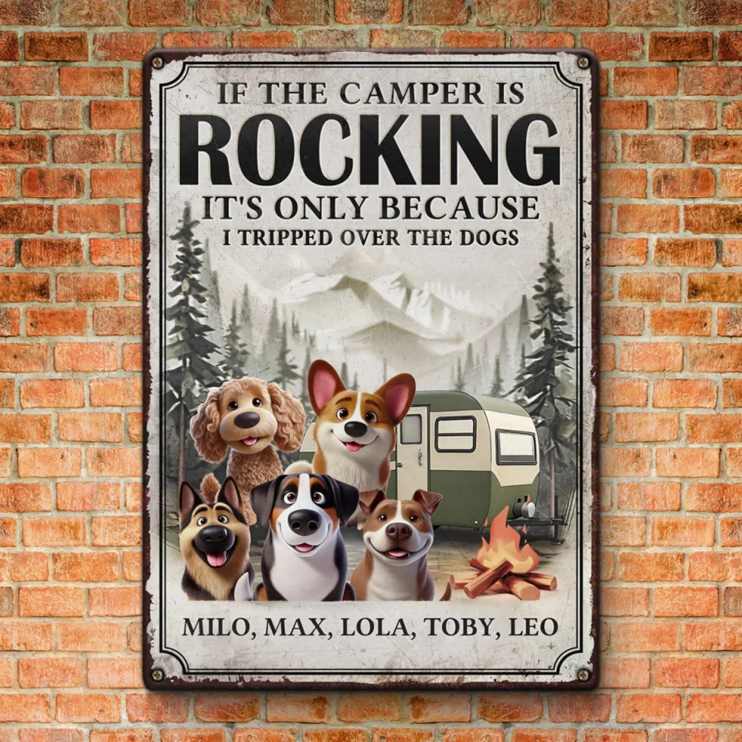 Welcome To Camp Wagging Tails - Dog Personalized Custom Home Decor Metal Sign - House Warming Gift For Pet Owners, Pet Lovers 1 Welcome To Camp Wagging Tails - Dog Personalized Custom Home Decor Metal Sign - House Warming Gift For Pet Owners, Pet Lovers