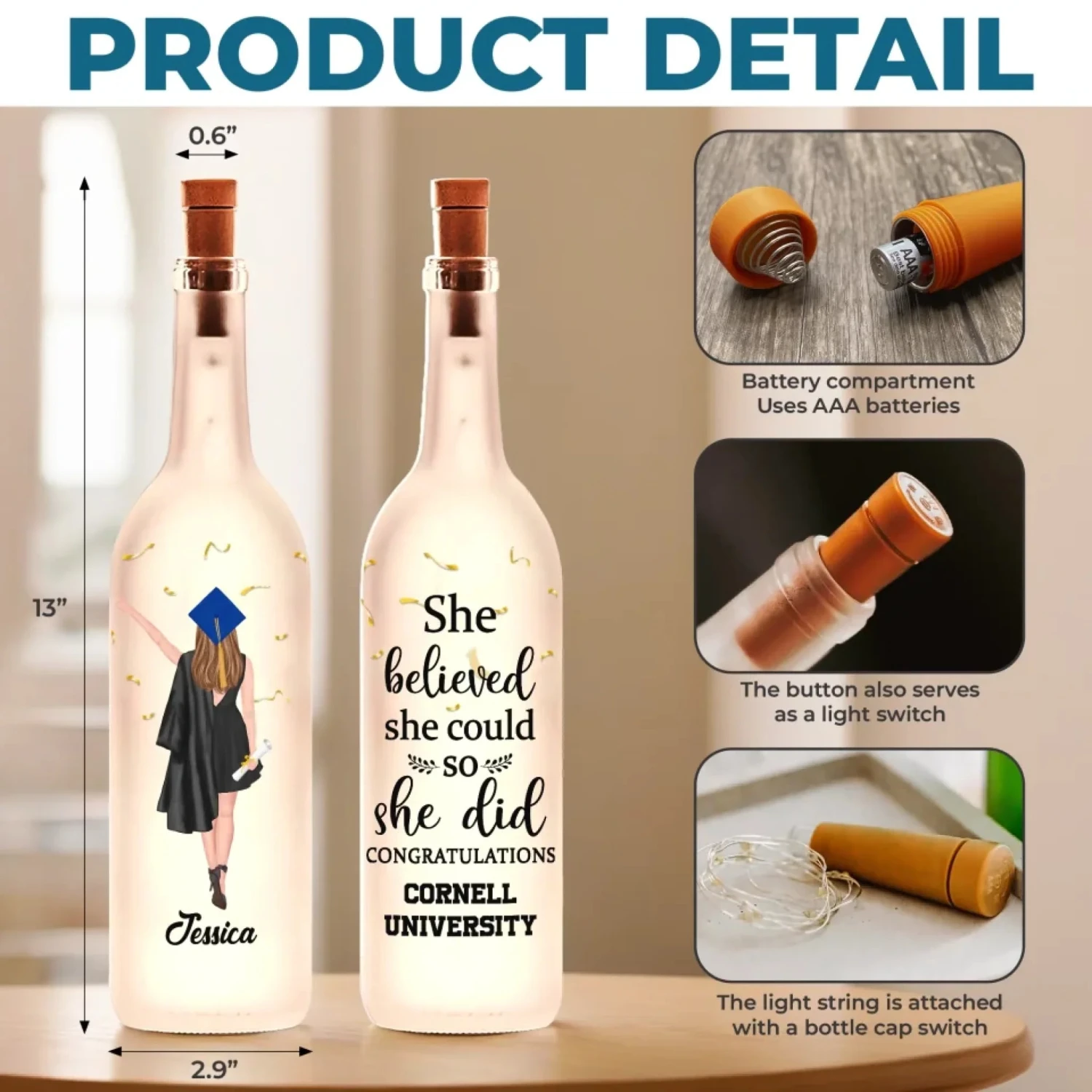 The Future Is Bright, Just Like You - Family Personalized Custom Bottle Lamp - Graduation Gift For Family Members, Siblings, Brothers, Sisters 5 The Future Is Bright, Just Like You - Family Personalized Custom Bottle Lamp - Graduation Gift For Family Members, Siblings, Brothers, Sisters - Image 5