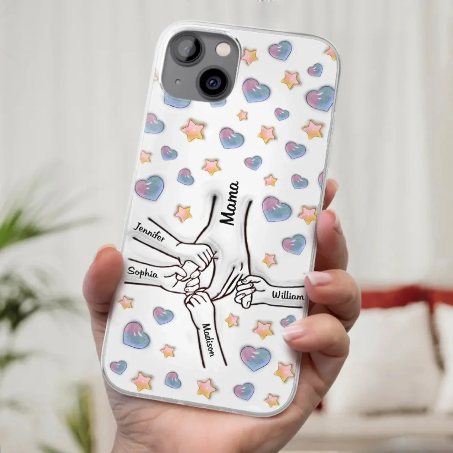 A Bond That Warms The Heart - Family Personalized Custom 3D Inflated Effect Printed Clear Phone Case - Mother's Day, Gift For Mom, Grandma 3 A Bond That Warms The Heart - Family Personalized Custom 3D Inflated Effect Printed Clear Phone Case - Mother's Day, Gift For Mom, Grandma - Image 3