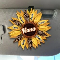 Shining Sunflower - Family Personalized Custom Car Visor Clip - Mother's Day, Gift For Mom, Grandma