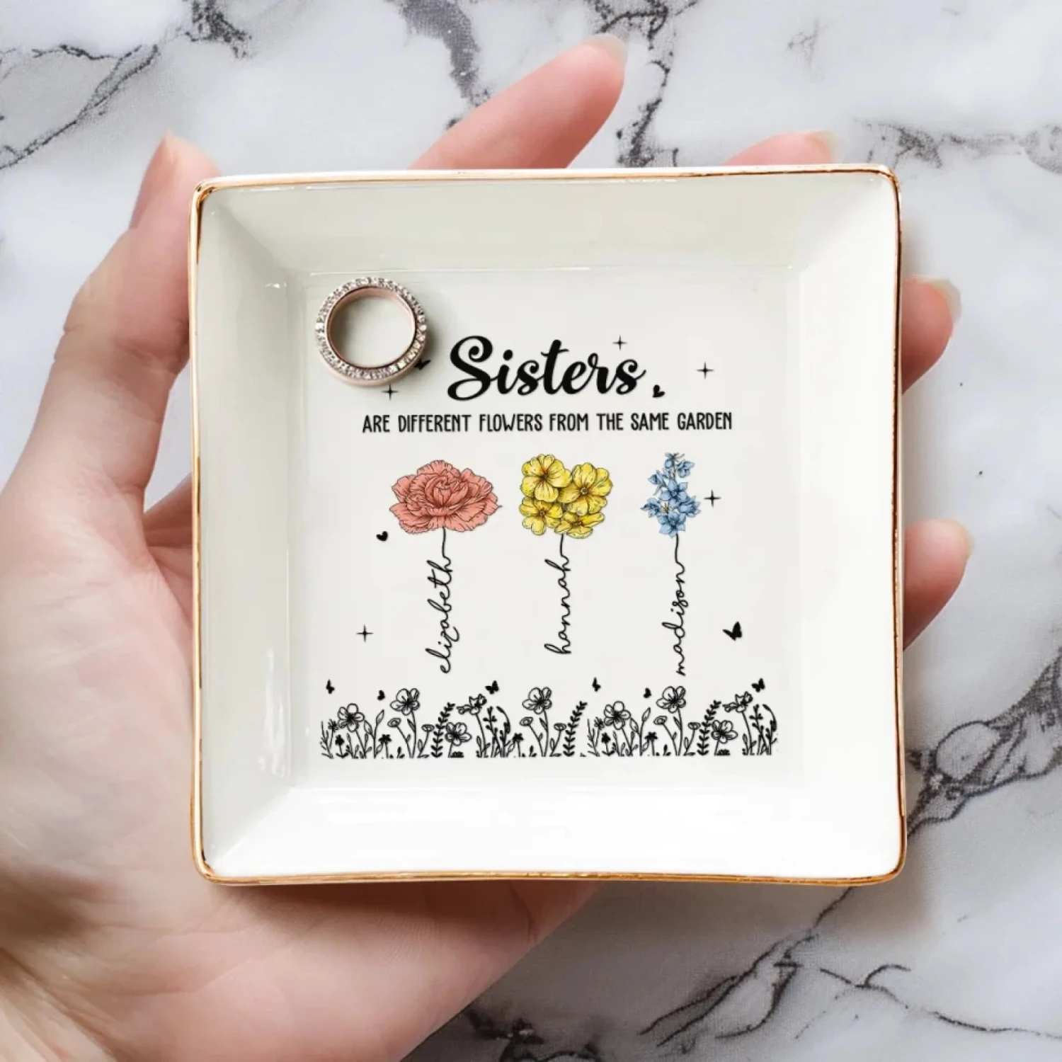 Best Friends Are The Flowers That Brighten Life - Bestie Personalized Custom Jewelry Dish - Gift For Best Friends, BFF, Sisters 4 Best Friends Are The Flowers That Brighten Life - Bestie Personalized Custom Jewelry Dish - Gift For Best Friends, BFF, Sisters - Image 4