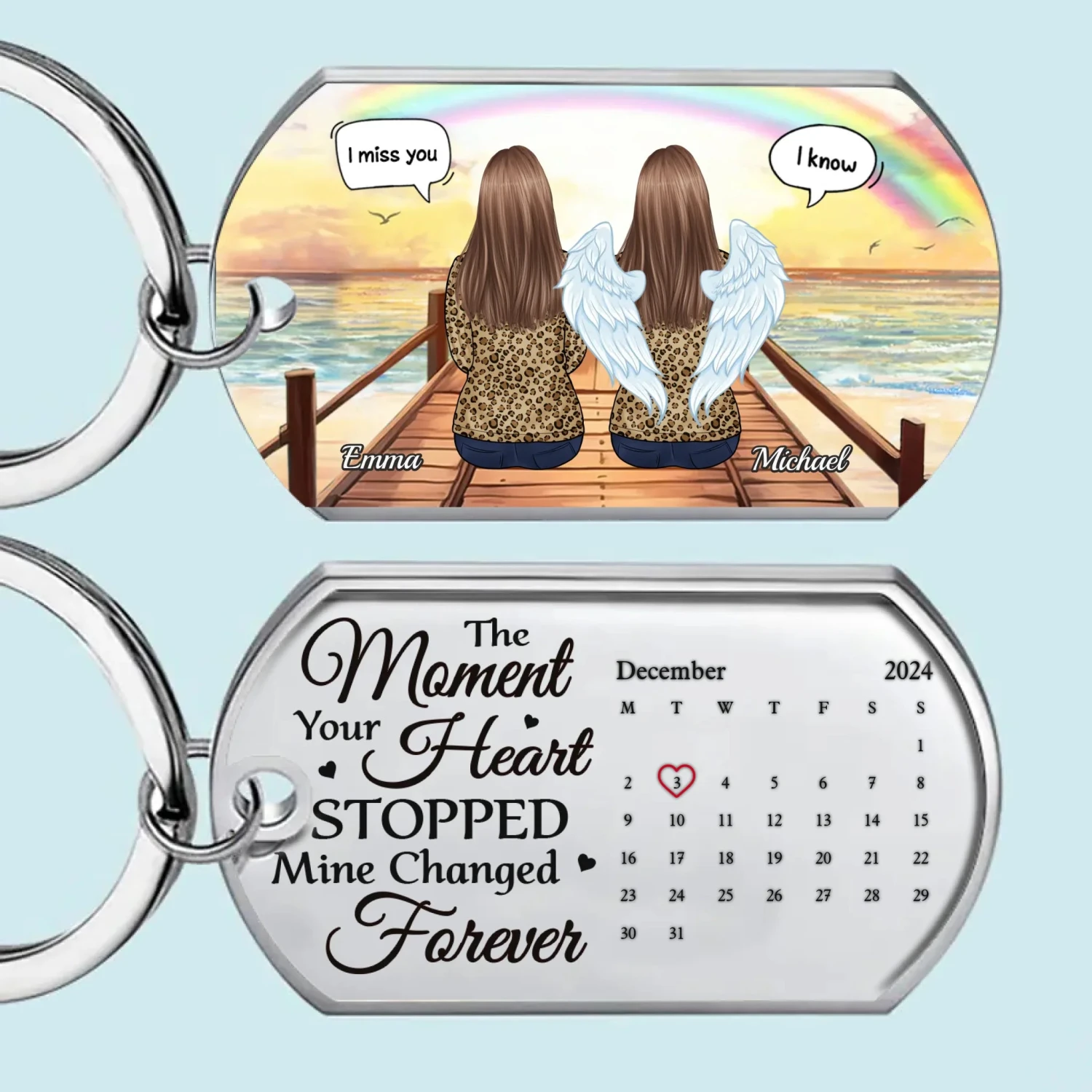 The Moment Your Heart Stopped, Mine Changed Forever - Memorial Personalized Custom Keychain - Sympathy Gift For Family Members 2 The Moment Your Heart Stopped, Mine Changed Forever - Memorial Personalized Custom Keychain - Sympathy Gift For Family Members - Image 2
