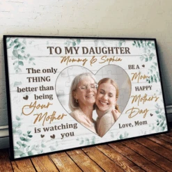 Custom Photo To My Daughter, With Love And Pride - Family Personalized Custom Horizontal Poster - Mother's Day, Gift For Mom, Daughter -Pawfect House Store 67d224b2071da