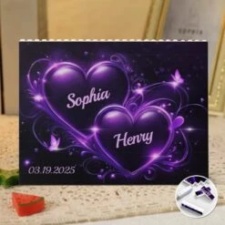 Together In Love, Forever In Heart - Couple Personalized Custom Horizontal Rectangle Shaped Building Brick Blocks - Gift For Husband Wife, Anniversary