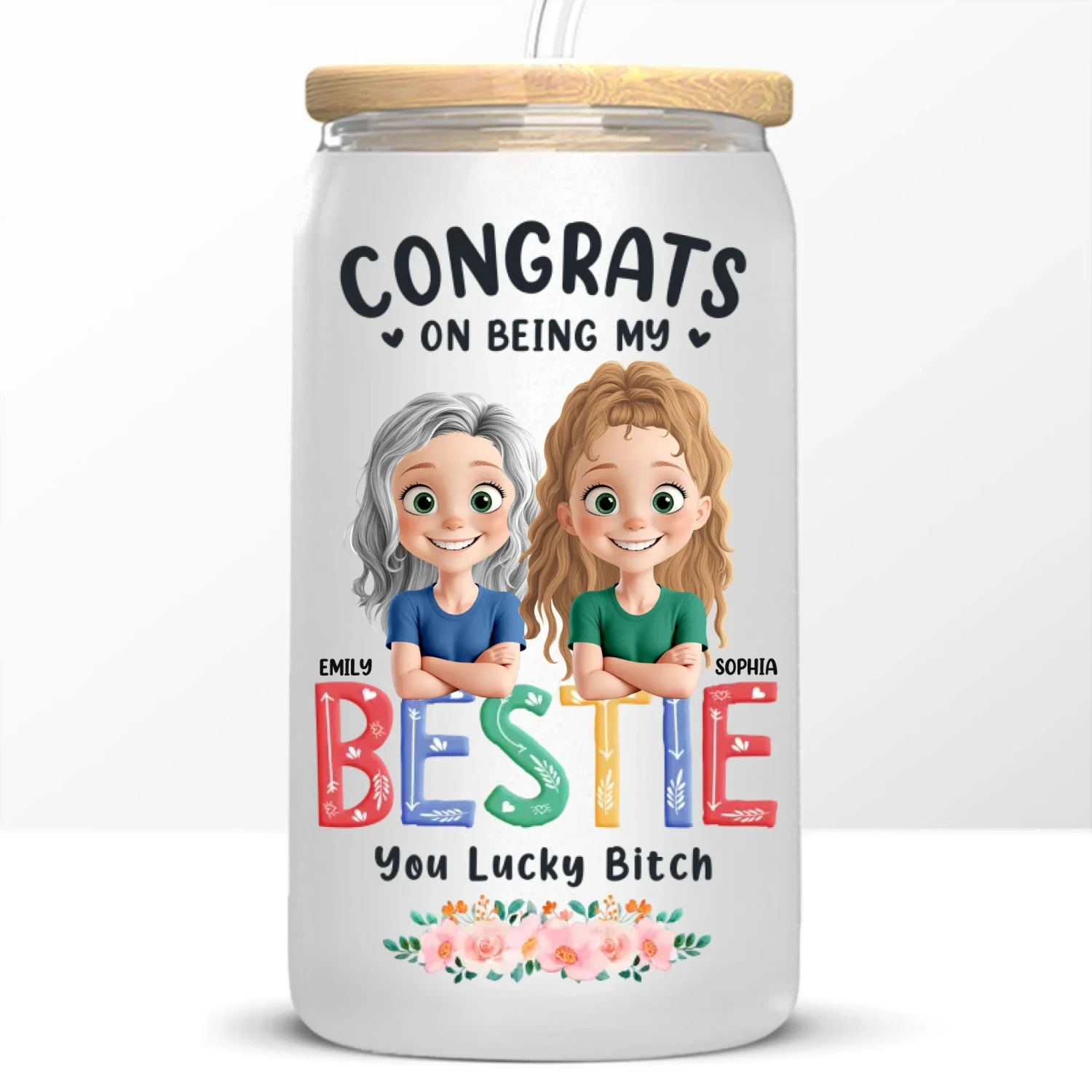 Sister Makes Life Sparkle - Bestie Personalized Custom Glass Cup, Iced Coffee Cup - Gift For Best Friends, BFF, Sisters 6 Sister Makes Life Sparkle - Bestie Personalized Custom Glass Cup, Iced Coffee Cup - Gift For Best Friends, BFF, Sisters - Image 6