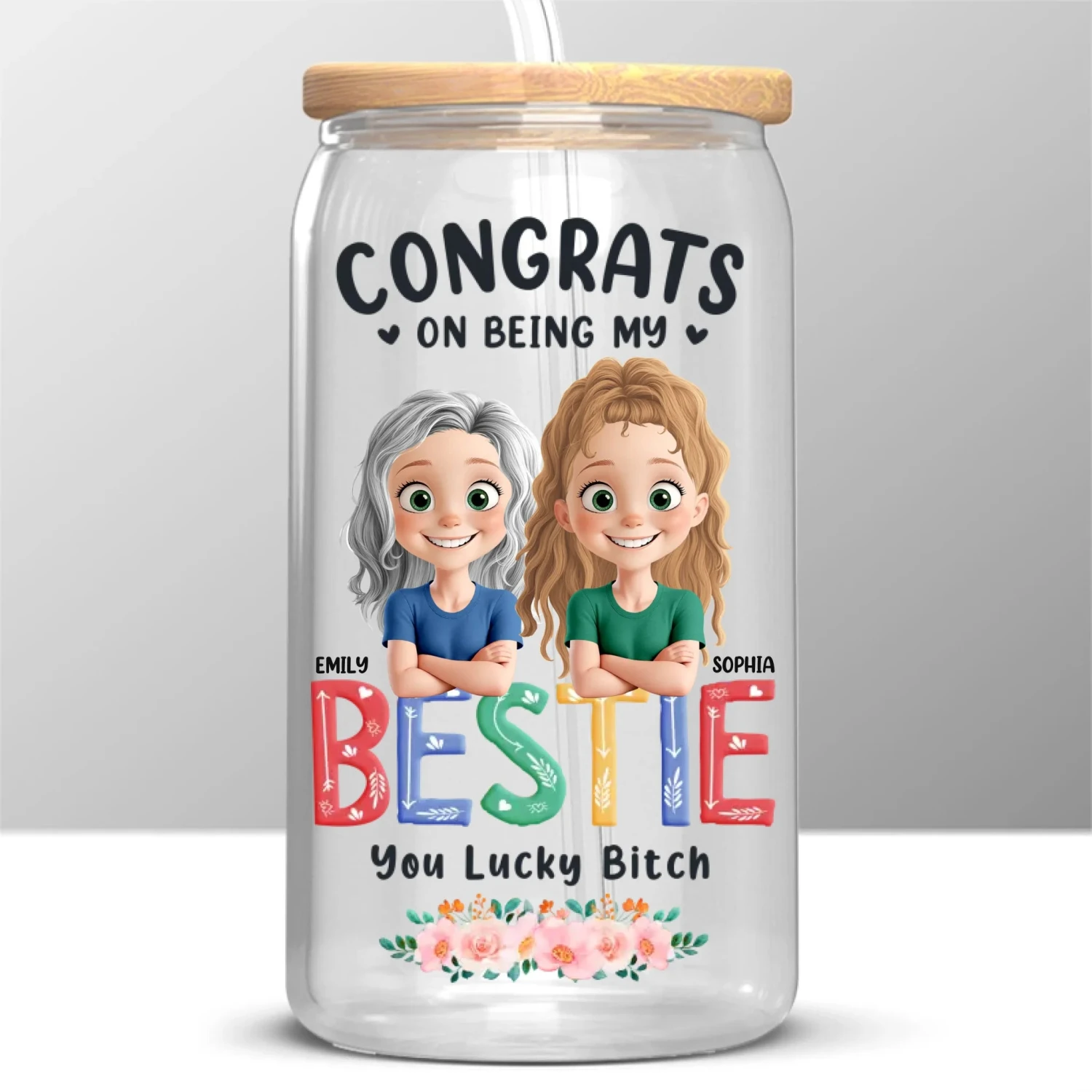 Sister Makes Life Sparkle - Bestie Personalized Custom Glass Cup, Iced Coffee Cup - Gift For Best Friends, BFF, Sisters 2 Sister Makes Life Sparkle - Bestie Personalized Custom Glass Cup, Iced Coffee Cup - Gift For Best Friends, BFF, Sisters - Image 2