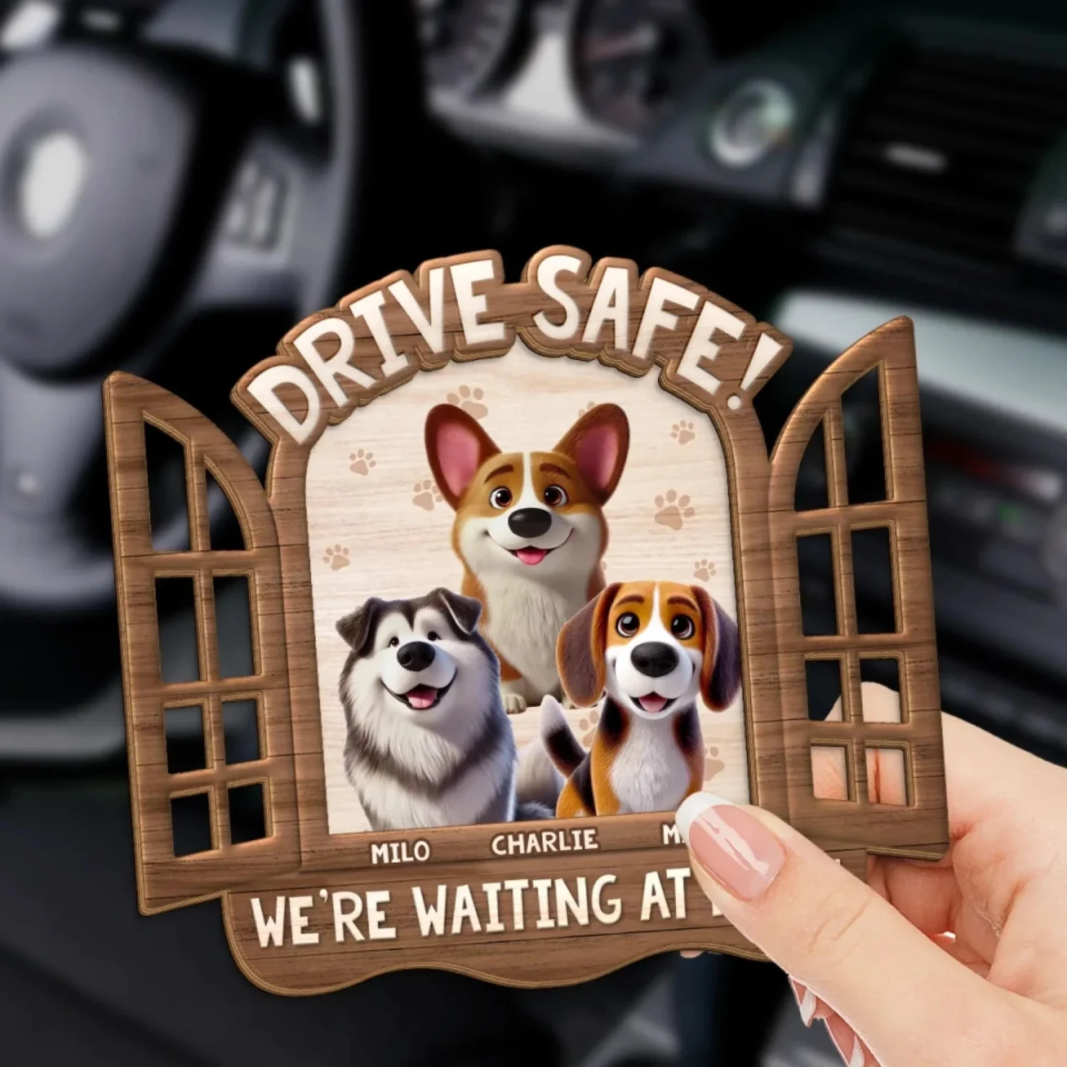 Drive Safe, We're Waiting At Home - Dog Personalized Custom Car Visor Clip - Gift For Pet Owners, Pet Lovers 3 Drive Safe, We're Waiting At Home - Dog Personalized Custom Car Visor Clip - Gift For Pet Owners, Pet Lovers - Image 3