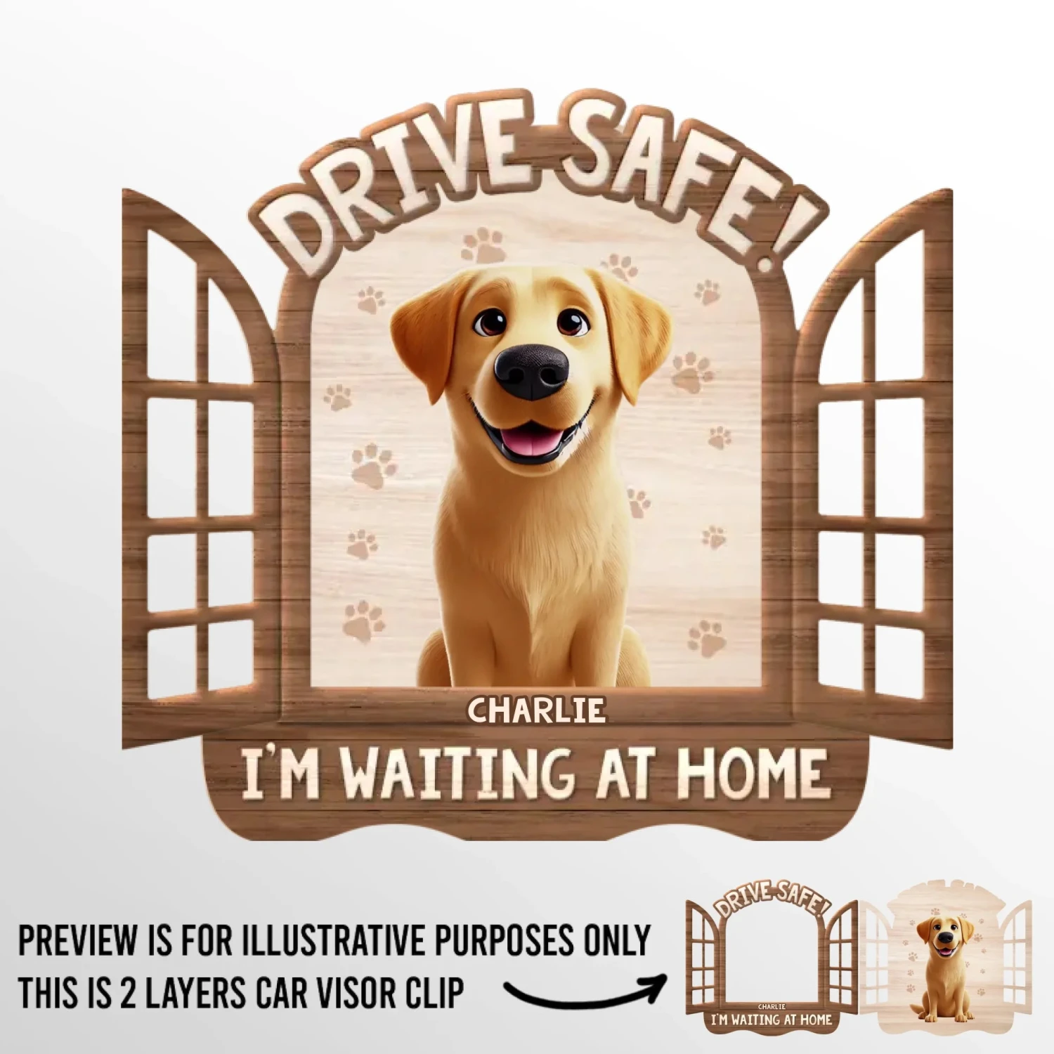 Drive Safe, We're Waiting At Home - Dog Personalized Custom Car Visor Clip - Gift For Pet Owners, Pet Lovers 2 Drive Safe, We're Waiting At Home - Dog Personalized Custom Car Visor Clip - Gift For Pet Owners, Pet Lovers - Image 2