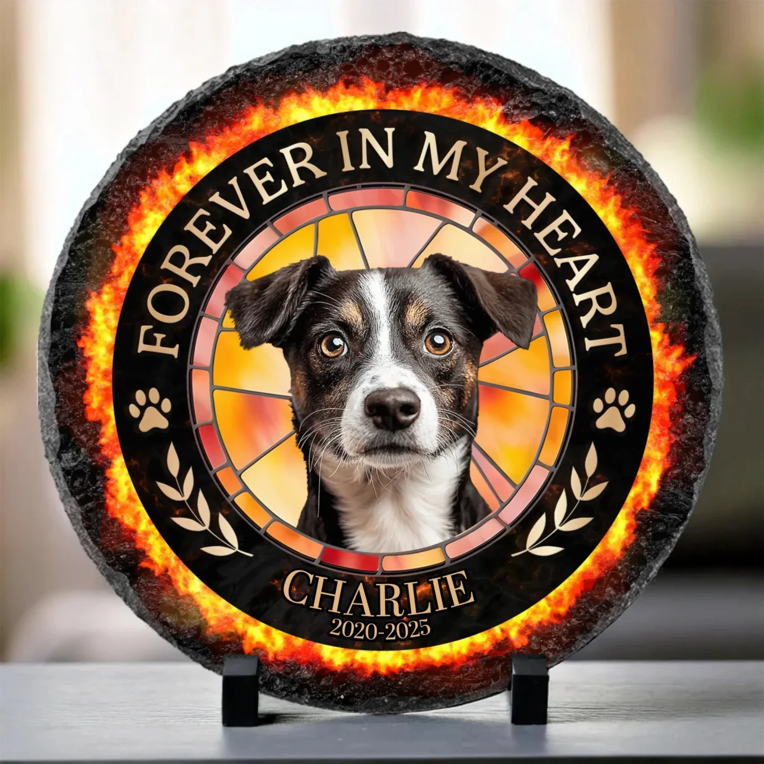 Custom Photo Forever My Fur Angel - Memorial Personalized Custom Round Shaped Stone With Stand - Sympathy Gift For Pet Owners, Pet Lovers 2 Custom Photo Forever My Fur Angel - Memorial Personalized Custom Round Shaped Stone With Stand - Sympathy Gift For Pet Owners, Pet Lovers - Image 2