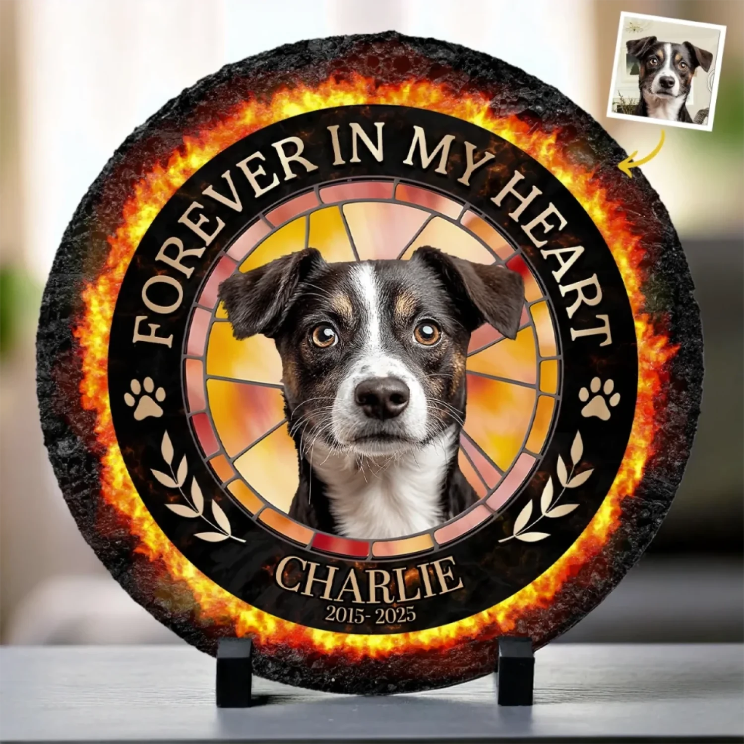 Custom Photo Forever My Fur Angel - Memorial Personalized Custom Round Shaped Stone With Stand - Sympathy Gift For Pet Owners, Pet Lovers 1 Custom Photo Forever My Fur Angel - Memorial Personalized Custom Round Shaped Stone With Stand - Sympathy Gift For Pet Owners, Pet Lovers