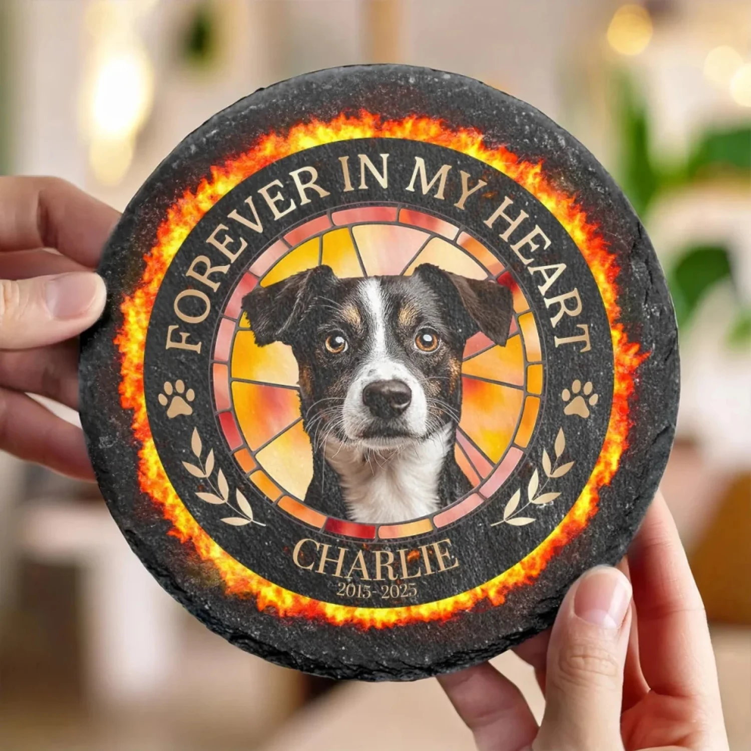 Custom Photo Forever My Fur Angel - Memorial Personalized Custom Round Shaped Stone With Stand - Sympathy Gift For Pet Owners, Pet Lovers 4 Custom Photo Forever My Fur Angel - Memorial Personalized Custom Round Shaped Stone With Stand - Sympathy Gift For Pet Owners, Pet Lovers - Image 4