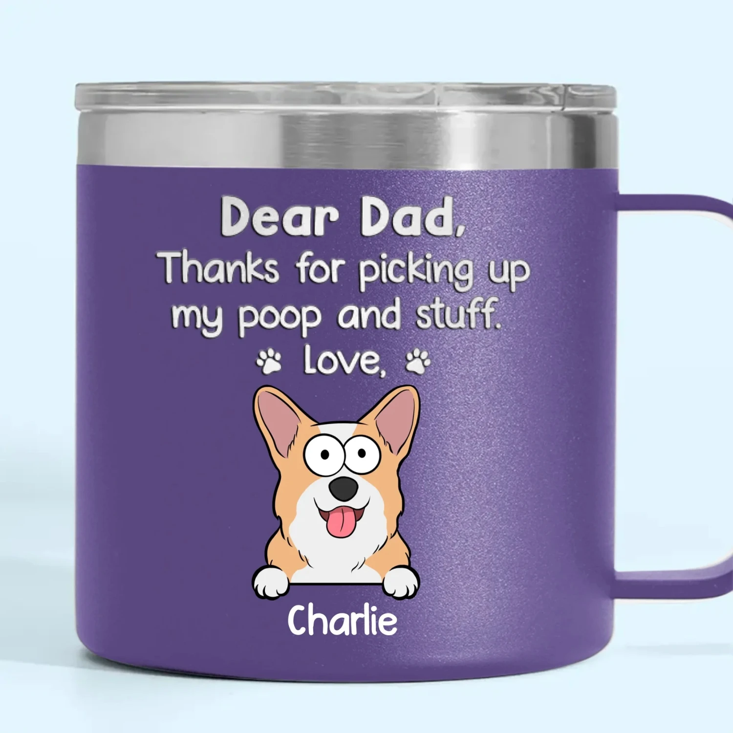 You’re Pawsome, Dad - Dog & Cat Personalized Custom 14oz Stainless Steel Tumbler With Handle - Gift For Pet Owners, Pet Lovers 5 You’re Pawsome, Dad - Dog & Cat Personalized Custom 14oz Stainless Steel Tumbler With Handle - Gift For Pet Owners, Pet Lovers - Image 5