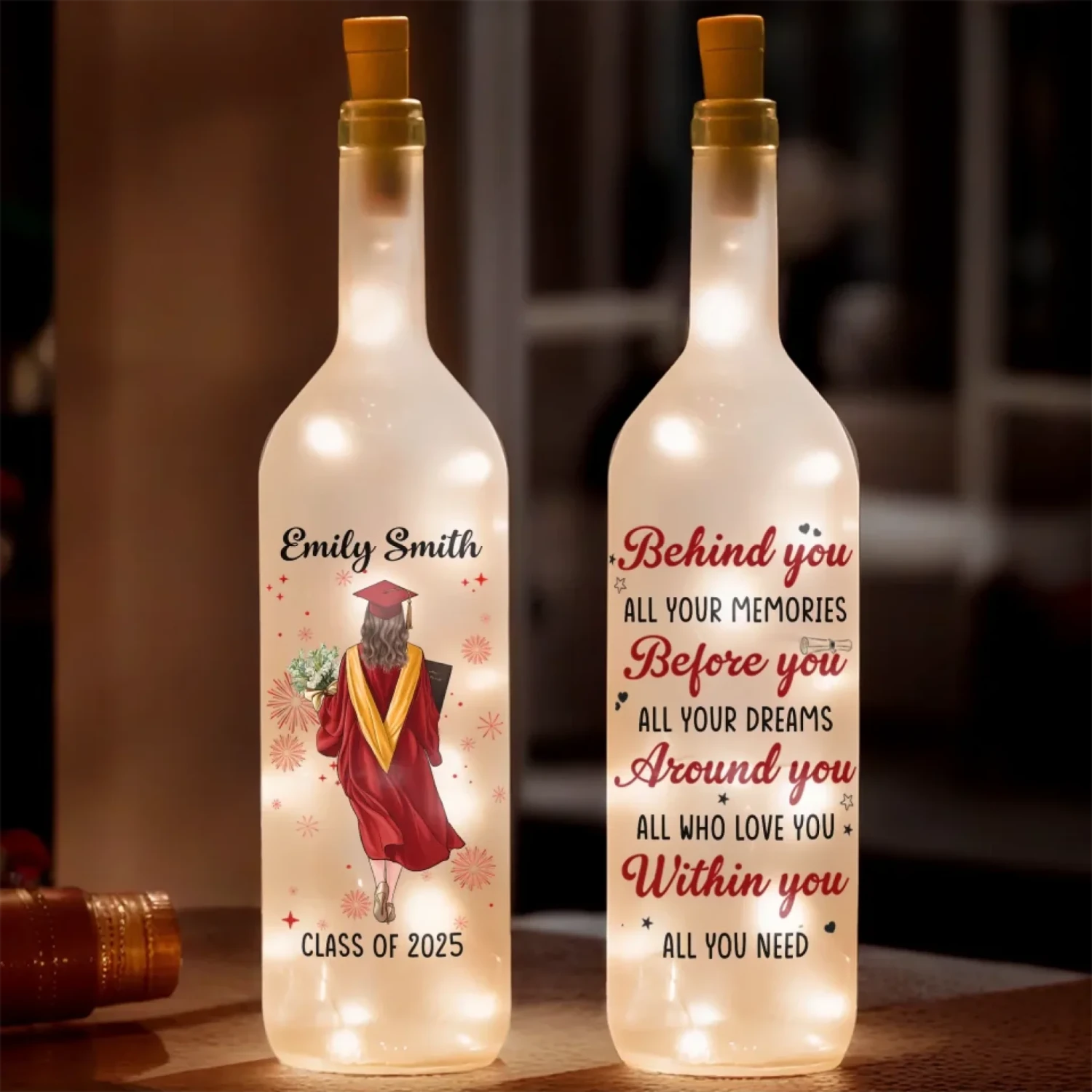 Dream Big, Graduate Bigger - Family Personalized Custom Bottle Lamp - Graduation Gift For Family Members, Siblings, Brothers, Sisters 1 Dream Big, Graduate Bigger - Family Personalized Custom Bottle Lamp - Graduation Gift For Family Members, Siblings, Brothers, Sisters