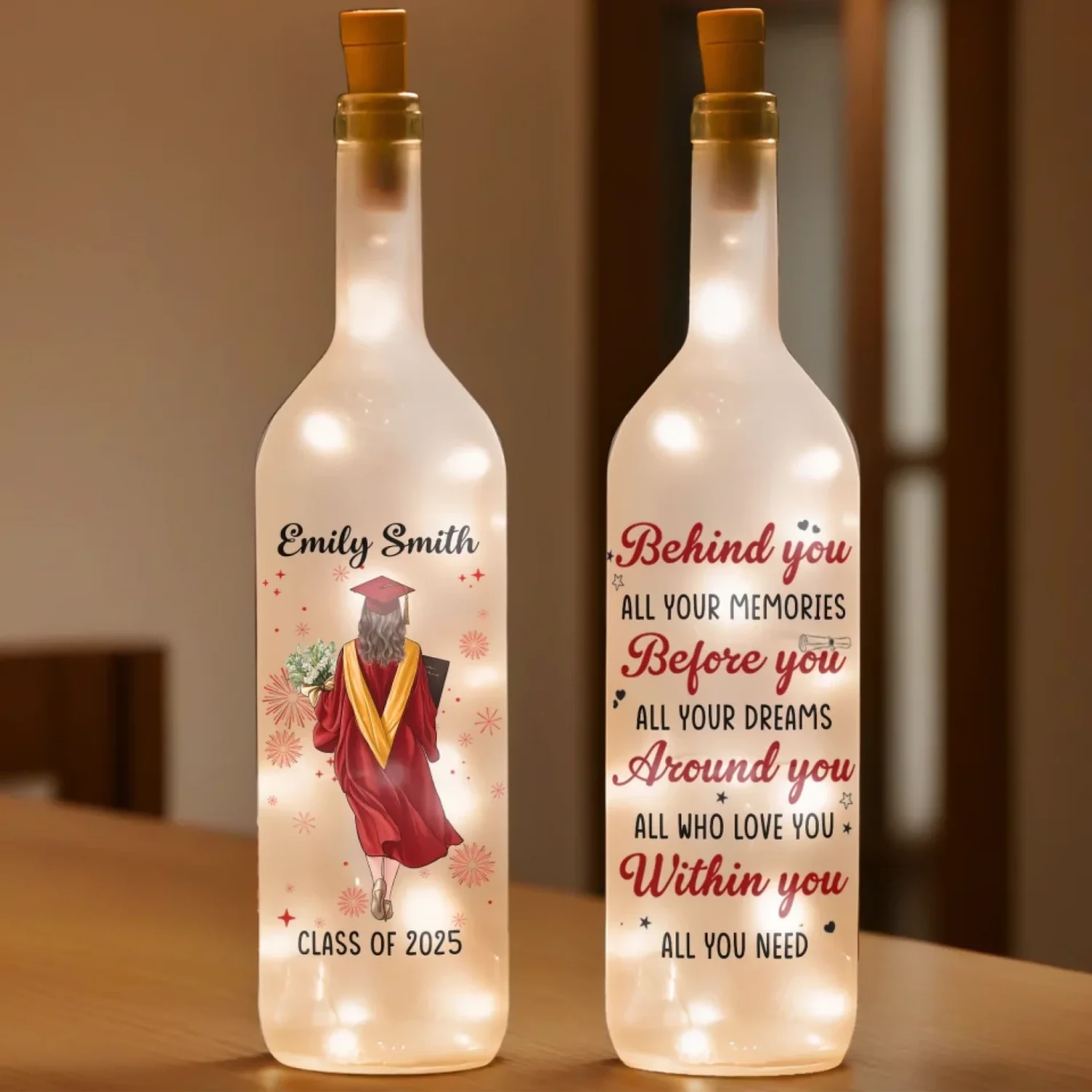 Dream Big, Graduate Bigger - Family Personalized Custom Bottle Lamp - Graduation Gift For Family Members, Siblings, Brothers, Sisters 3 Dream Big, Graduate Bigger - Family Personalized Custom Bottle Lamp - Graduation Gift For Family Members, Siblings, Brothers, Sisters - Image 3
