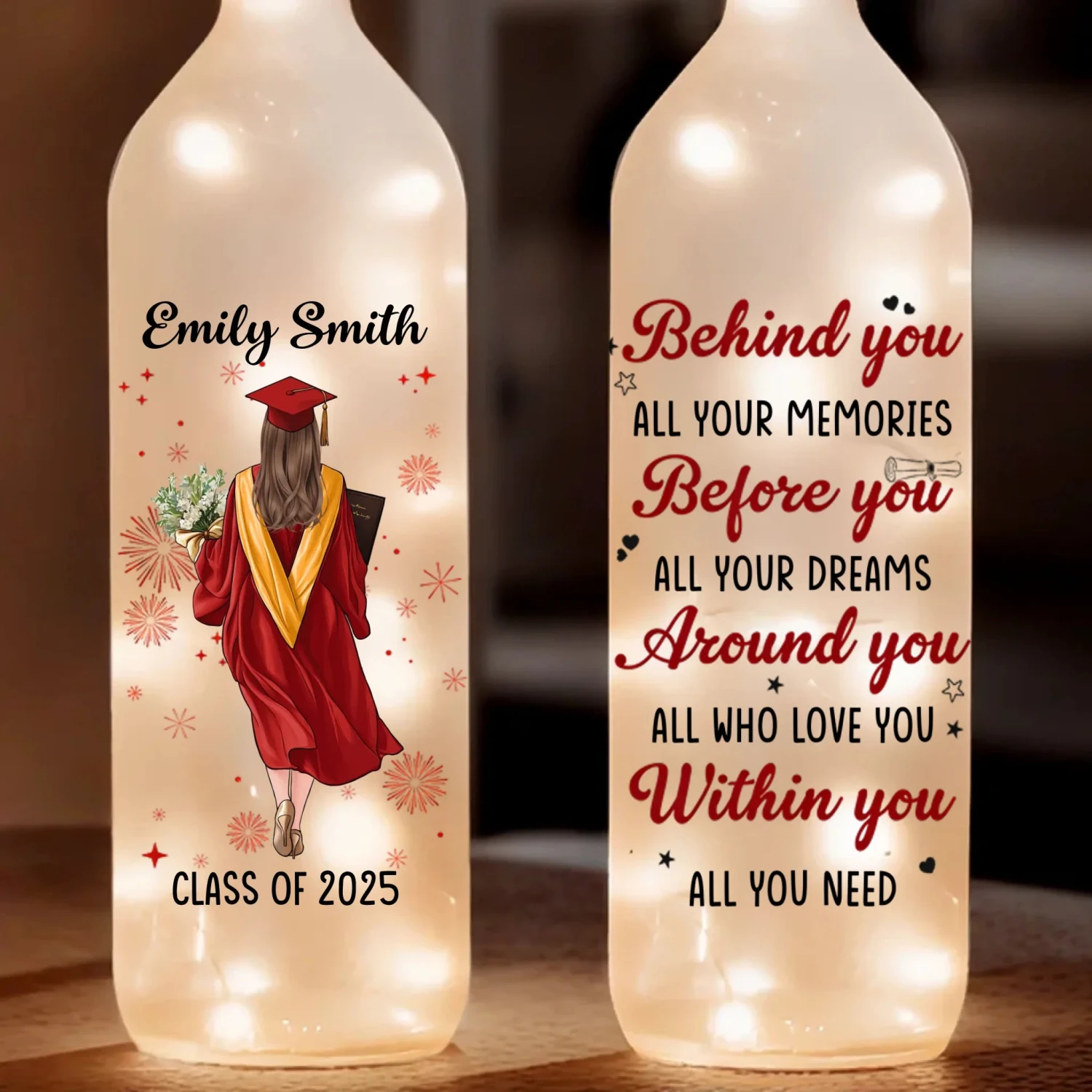 Dream Big, Graduate Bigger - Family Personalized Custom Bottle Lamp - Graduation Gift For Family Members, Siblings, Brothers, Sisters 2 Dream Big, Graduate Bigger - Family Personalized Custom Bottle Lamp - Graduation Gift For Family Members, Siblings, Brothers, Sisters - Image 2