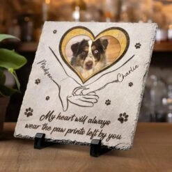 Custom Photo The Paw Prints You Left Will Stay Forever - Memorial Personalized Custom Square Shaped Stone With Stand - Sympathy Gift For Pet Owners, Pet Lovers -Pawfect House Store 67d78e4a9ab0f