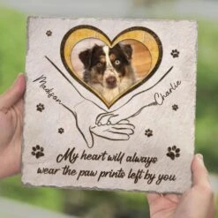 Custom Photo The Paw Prints You Left Will Stay Forever - Memorial Personalized Custom Square Shaped Stone With Stand - Sympathy Gift For Pet Owners, Pet Lovers -Pawfect House Store 67d78e4ab40a1