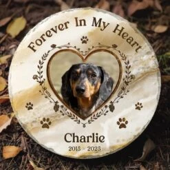 Custom Photo Your Paw Prints Are Forever On My Soul - Memorial Personalized Custom Round Shaped Stone With Stand - Sympathy Gift For Pet Owners, Pet Lovers -Pawfect House Store 67d792f433a39