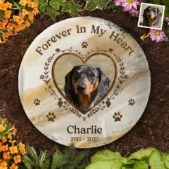 Custom Photo Your Paw Prints Are Forever On My Soul - Memorial Personalized Custom Round Shaped Stone With Stand - Sympathy Gift For Pet Owners, Pet Lovers -Pawfect House Store 67d792f5cd370