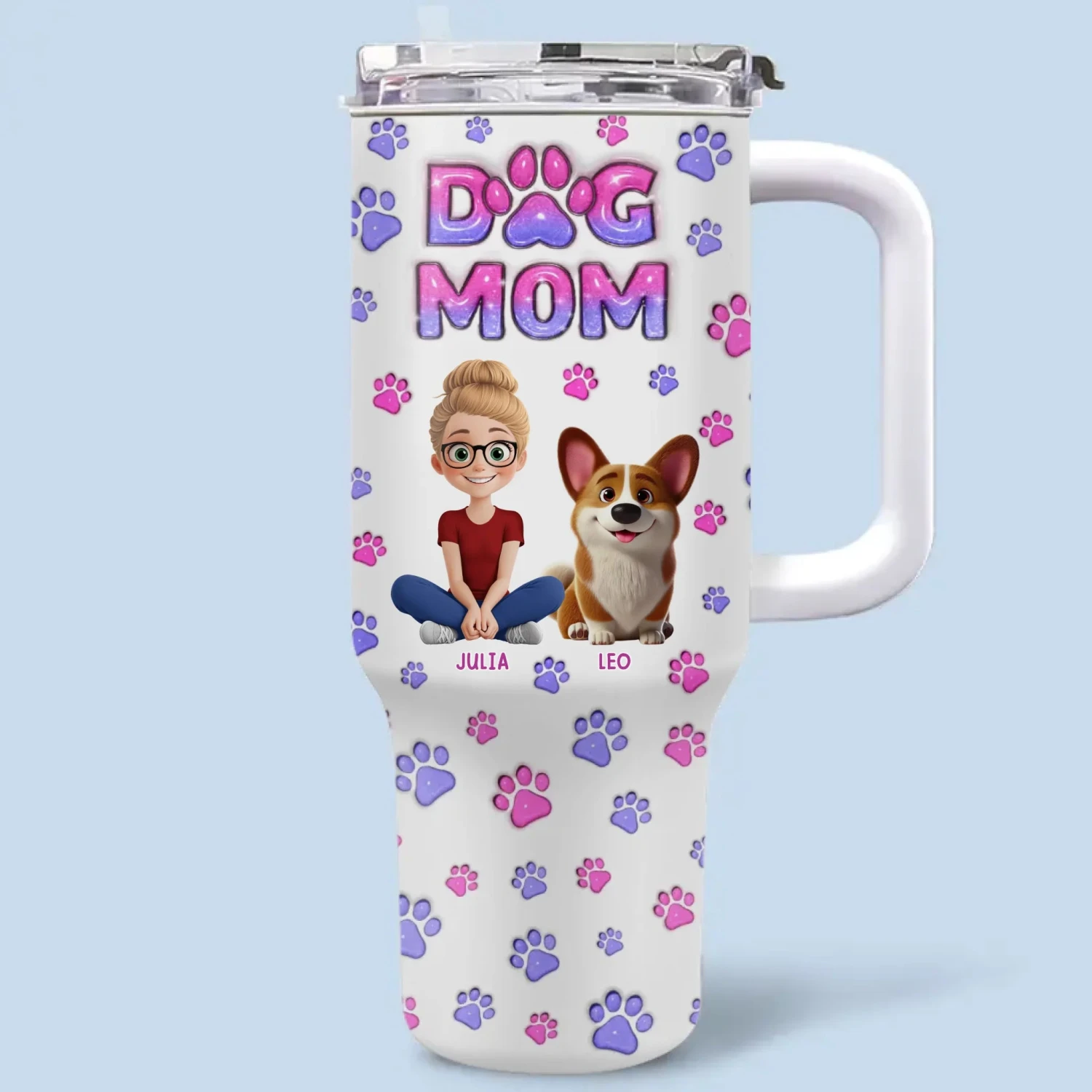 My Heart Belongs To A Fur Baby - Dog & Cat Personalized Custom 3D Inflated Effect Printed 40 Oz Stainless Steel Tumbler With Handle - Gift For Pet Owners, Pet Lovers 2 My Heart Belongs To A Fur Baby - Dog & Cat Personalized Custom 3D Inflated Effect Printed 40 Oz Stainless Steel Tumbler With Handle - Gift For Pet Owners, Pet Lovers - Image 2