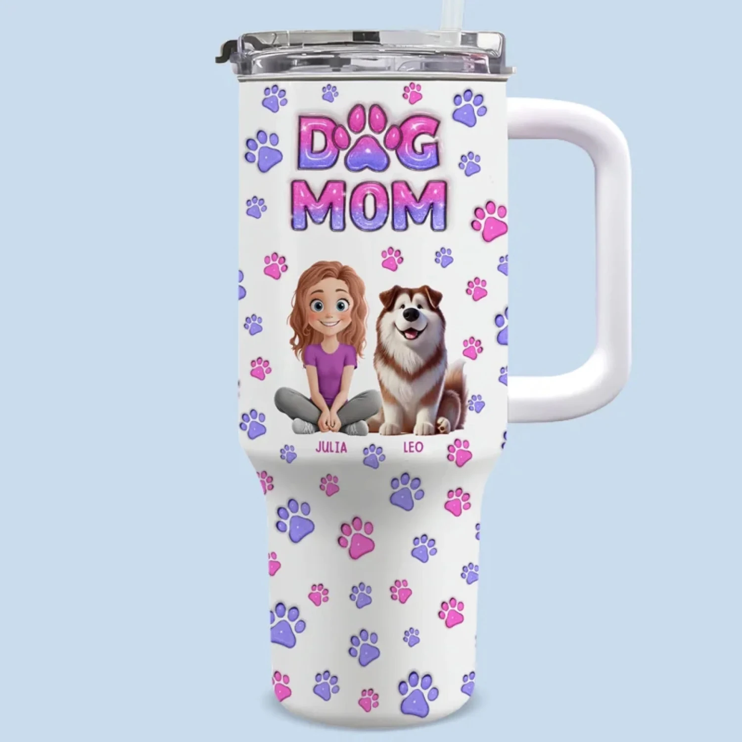 My Heart Belongs To A Fur Baby - Dog & Cat Personalized Custom 3D Inflated Effect Printed 40 Oz Stainless Steel Tumbler With Handle - Gift For Pet Owners, Pet Lovers 1 My Heart Belongs To A Fur Baby - Dog & Cat Personalized Custom 3D Inflated Effect Printed 40 Oz Stainless Steel Tumbler With Handle - Gift For Pet Owners, Pet Lovers