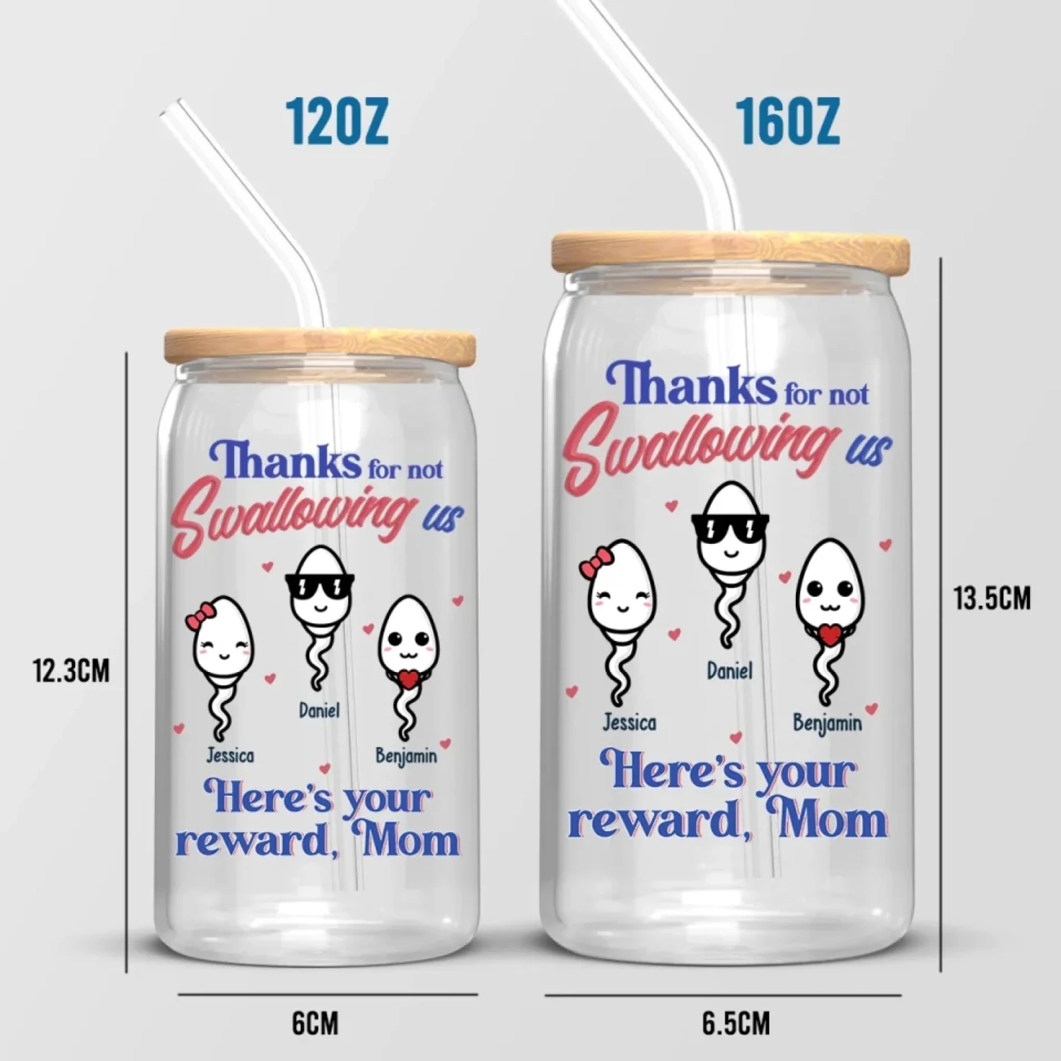 We Are Grateful, Mom - Family Personalized Custom Glass Cup, Iced Coffee Cup - Mother's Day, Gift For Mom, Grandma 5 We Are Grateful, Mom - Family Personalized Custom Glass Cup, Iced Coffee Cup - Mother's Day, Gift For Mom, Grandma - Image 5