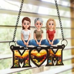 Connected By Love, Guided By Mom - Family Personalized Window Hanging Suncatcher Ornament - Mother's Day, Gift For Mom, Grandma -Pawfect House Store 67d9145d9af1f