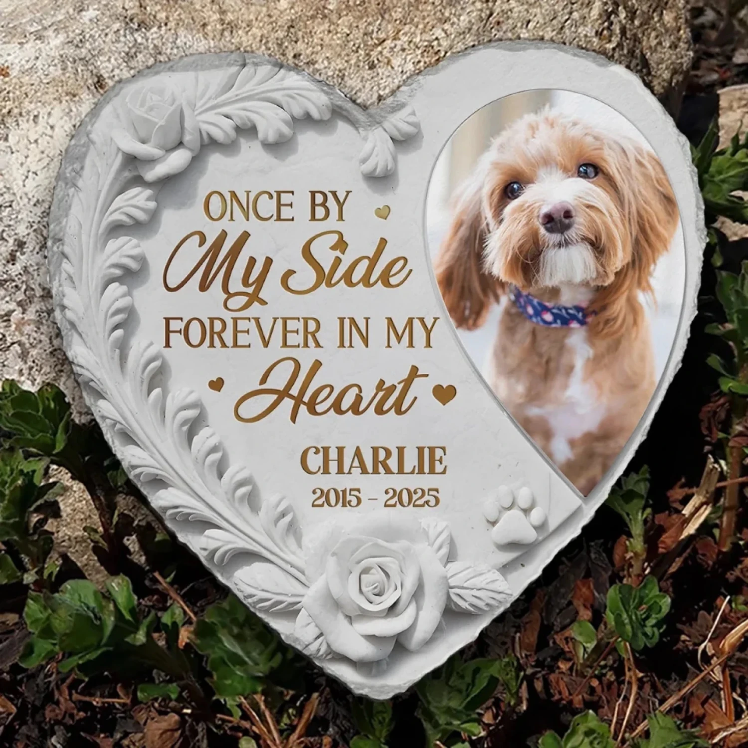 Custom Photo Rest In Peace, My Loyal Companion - Memorial Personalized Custom Heart Shaped Memorial Stone - Sympathy Gift For Pet Owners, Pet Lovers 5 Custom Photo Rest In Peace, My Loyal Companion - Memorial Personalized Custom Heart Shaped Memorial Stone - Sympathy Gift For Pet Owners, Pet Lovers - Image 5