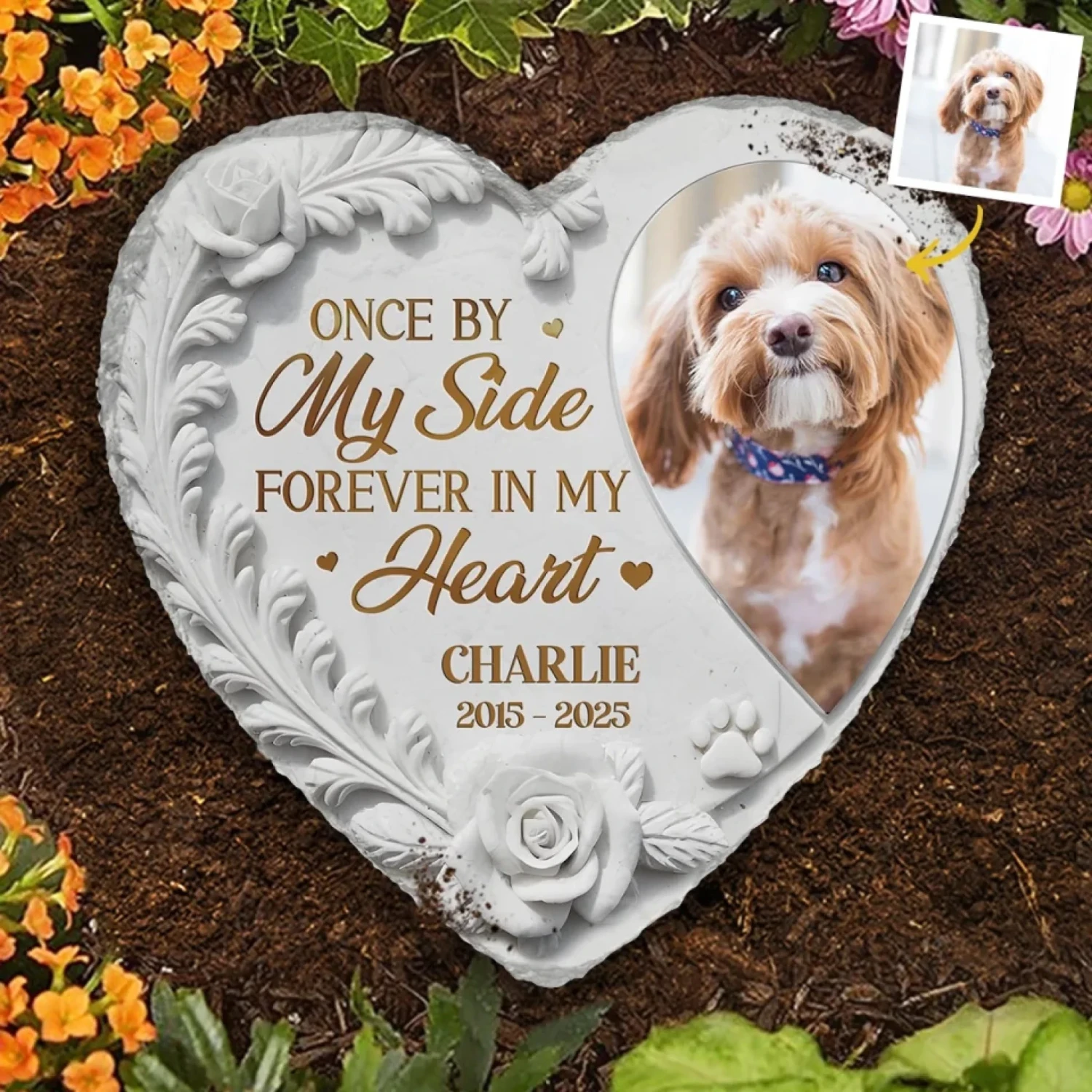 Custom Photo Rest In Peace, My Loyal Companion - Memorial Personalized Custom Heart Shaped Memorial Stone - Sympathy Gift For Pet Owners, Pet Lovers 1 Custom Photo Rest In Peace, My Loyal Companion - Memorial Personalized Custom Heart Shaped Memorial Stone - Sympathy Gift For Pet Owners, Pet Lovers