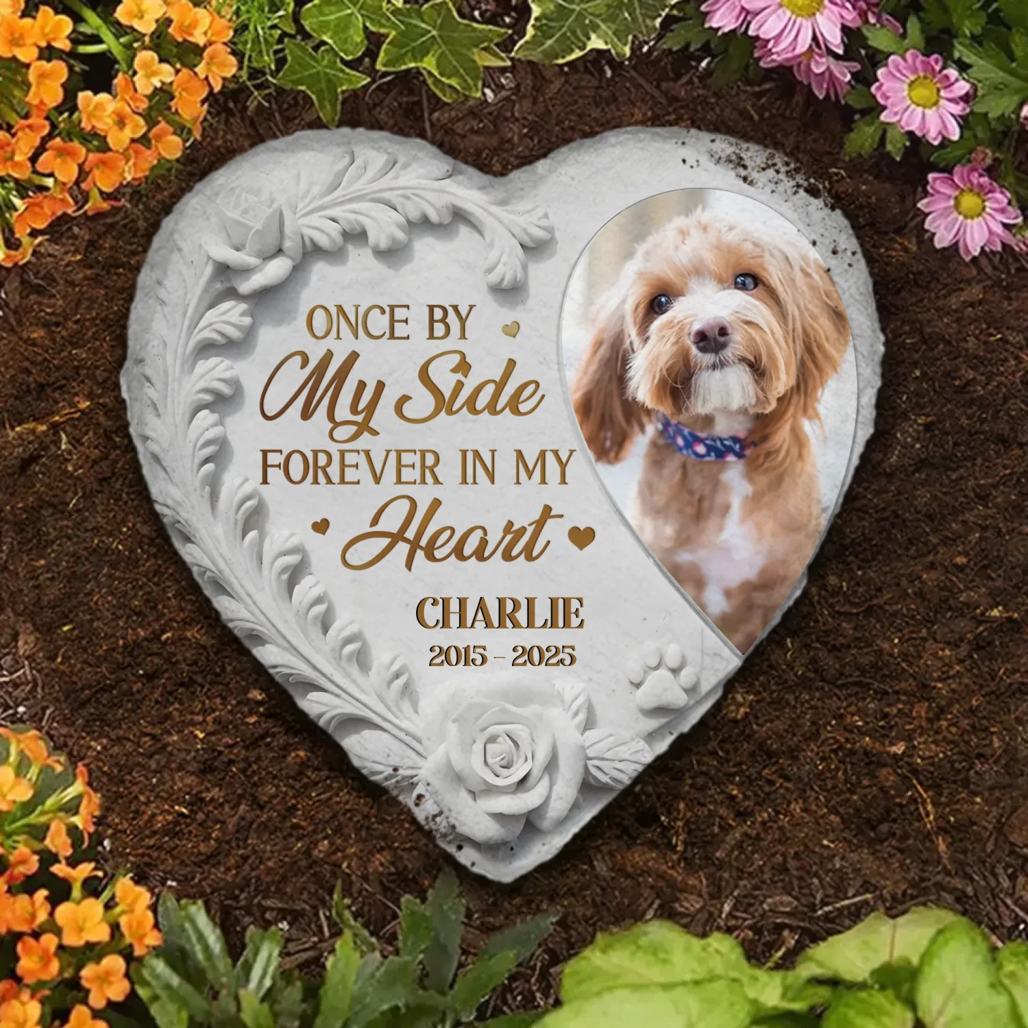 Custom Photo Rest In Peace, My Loyal Companion - Memorial Personalized Custom Heart Shaped Memorial Stone - Sympathy Gift For Pet Owners, Pet Lovers 2 Custom Photo Rest In Peace, My Loyal Companion - Memorial Personalized Custom Heart Shaped Memorial Stone - Sympathy Gift For Pet Owners, Pet Lovers - Image 2