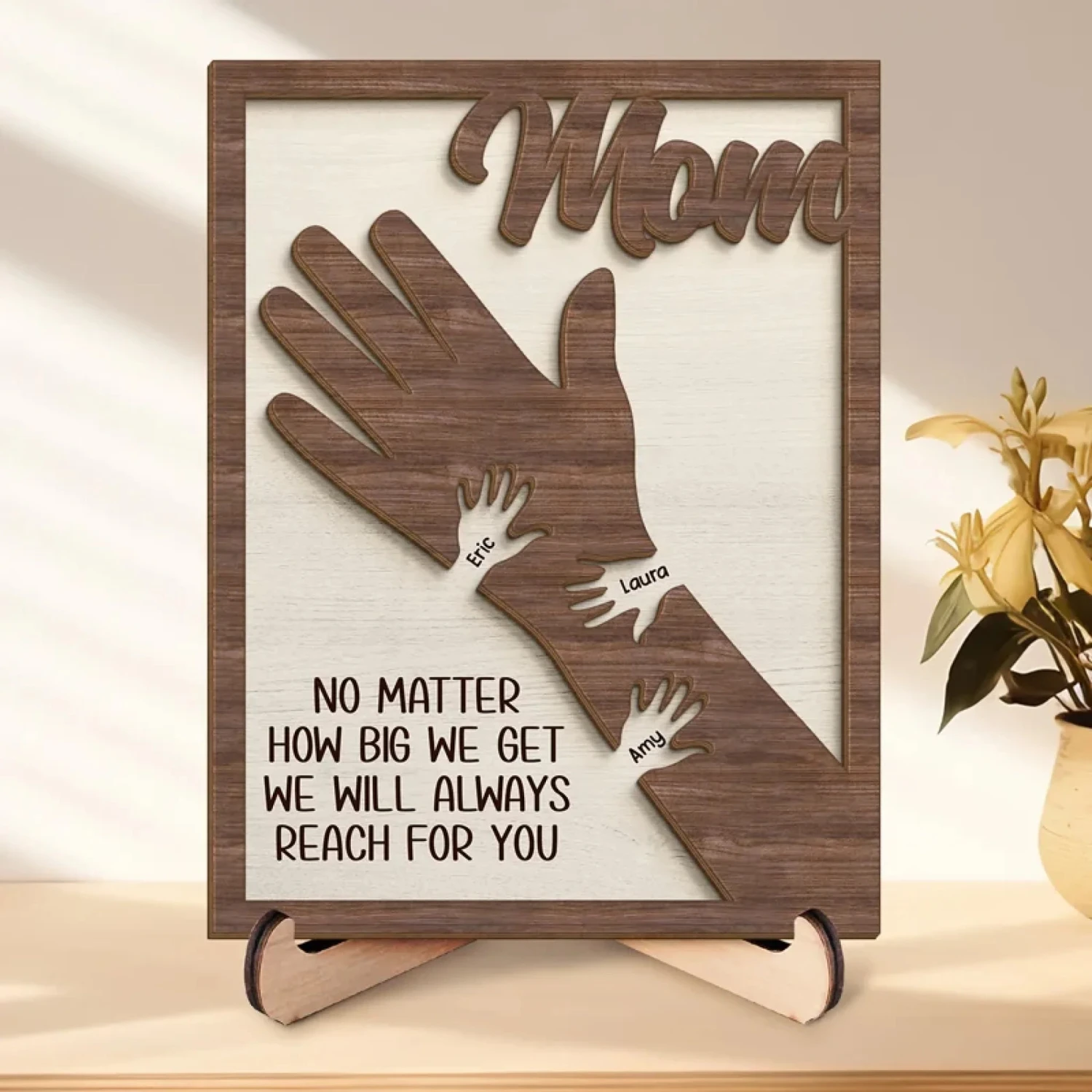 From Little Hands To Big Hearts - Family Personalized Custom 2-Layered Wooden Plaque With Stand - Mother's Day Gift For Mom, Grandma 1 From Little Hands To Big Hearts - Family Personalized Custom 2-Layered Wooden Plaque With Stand - Mother's Day Gift For Mom, Grandma