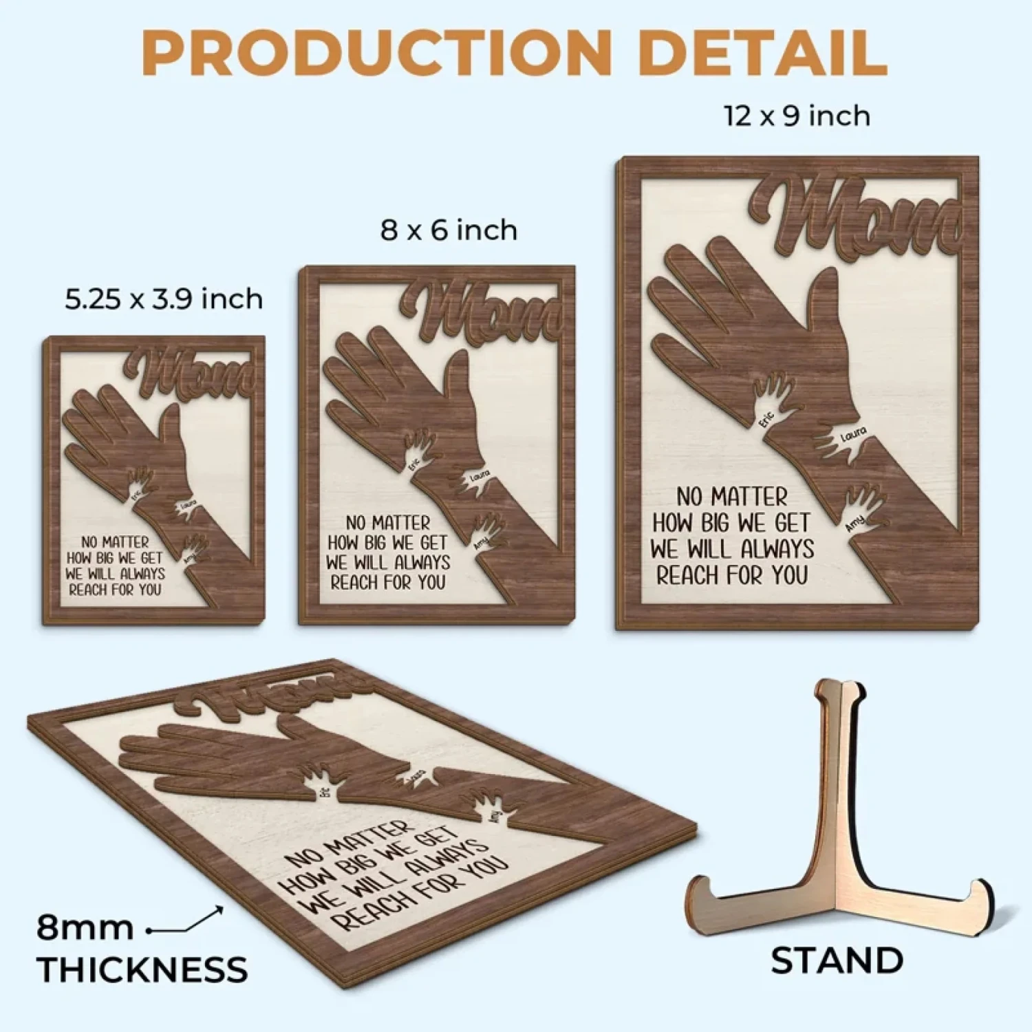 From Little Hands To Big Hearts - Family Personalized Custom 2-Layered Wooden Plaque With Stand - Mother's Day Gift For Mom, Grandma 6 From Little Hands To Big Hearts - Family Personalized Custom 2-Layered Wooden Plaque With Stand - Mother's Day Gift For Mom, Grandma - Image 6