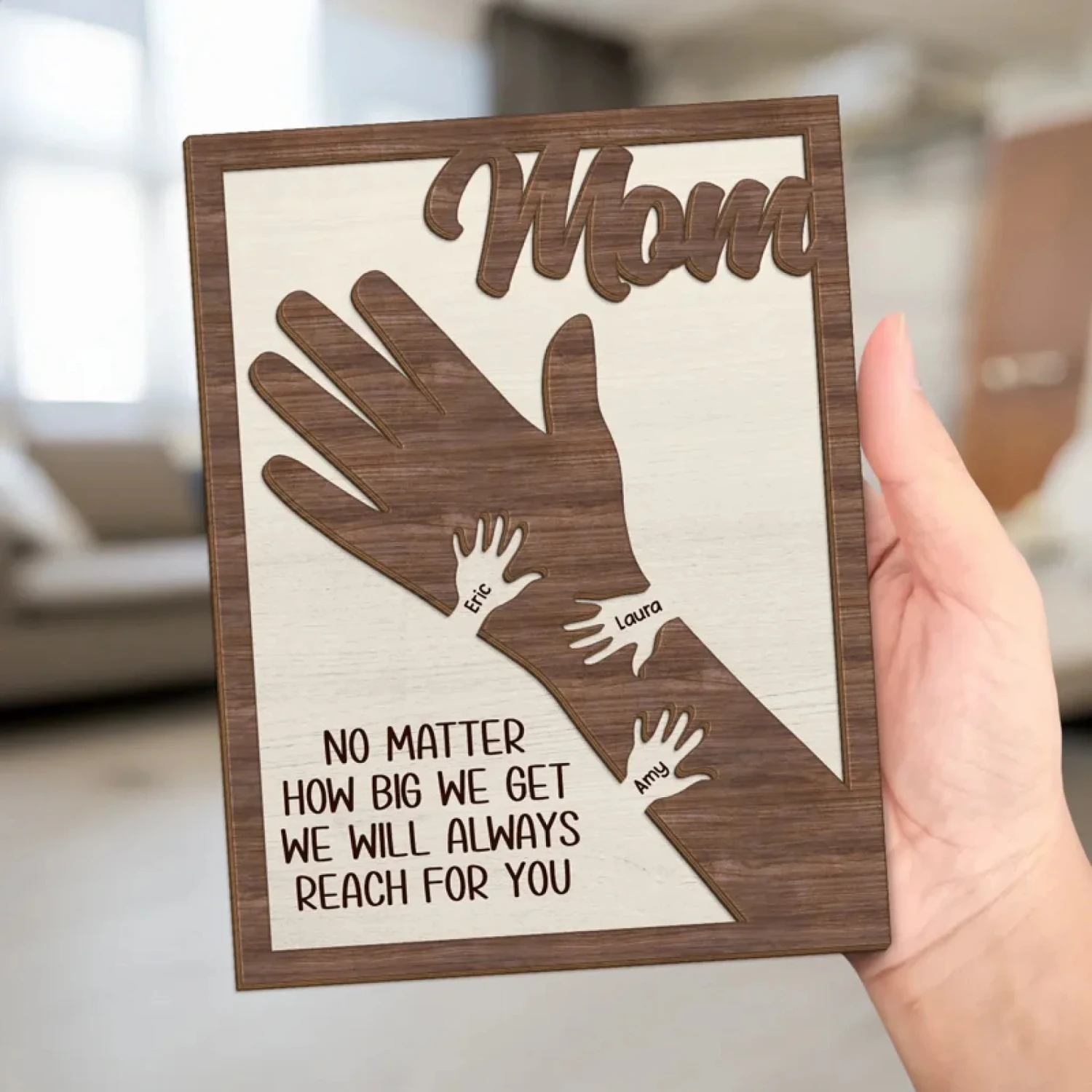 From Little Hands To Big Hearts - Family Personalized Custom 2-Layered Wooden Plaque With Stand - Mother's Day Gift For Mom, Grandma 5 From Little Hands To Big Hearts - Family Personalized Custom 2-Layered Wooden Plaque With Stand - Mother's Day Gift For Mom, Grandma - Image 5