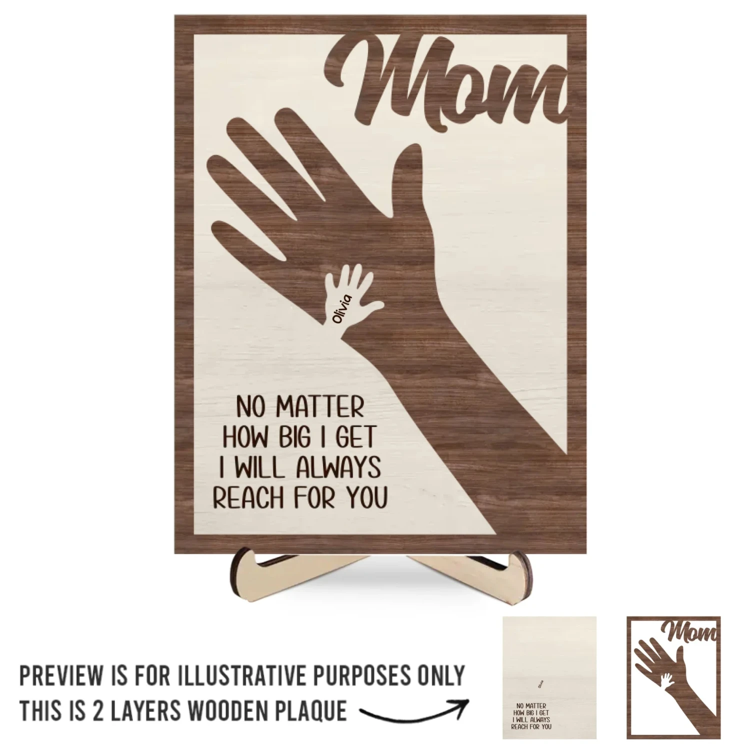 From Little Hands To Big Hearts - Family Personalized Custom 2-Layered Wooden Plaque With Stand - Mother's Day Gift For Mom, Grandma 2 From Little Hands To Big Hearts - Family Personalized Custom 2-Layered Wooden Plaque With Stand - Mother's Day Gift For Mom, Grandma - Image 2