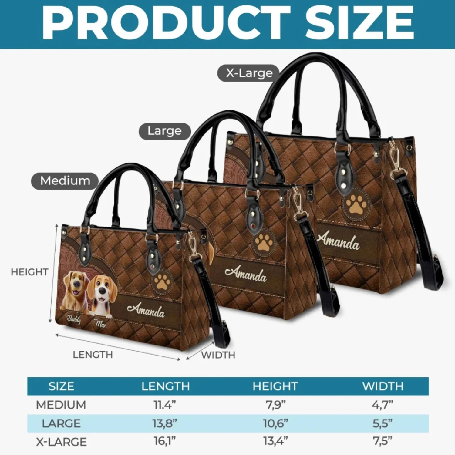 Furry Friends, Forever In My Heart - Dog Personalized Custom Leather Handbag - Gift For Pet Owners, Pet Lovers 5 Furry Friends, Forever In My Heart - Dog Personalized Custom Leather Handbag - Gift For Pet Owners, Pet Lovers - Image 5