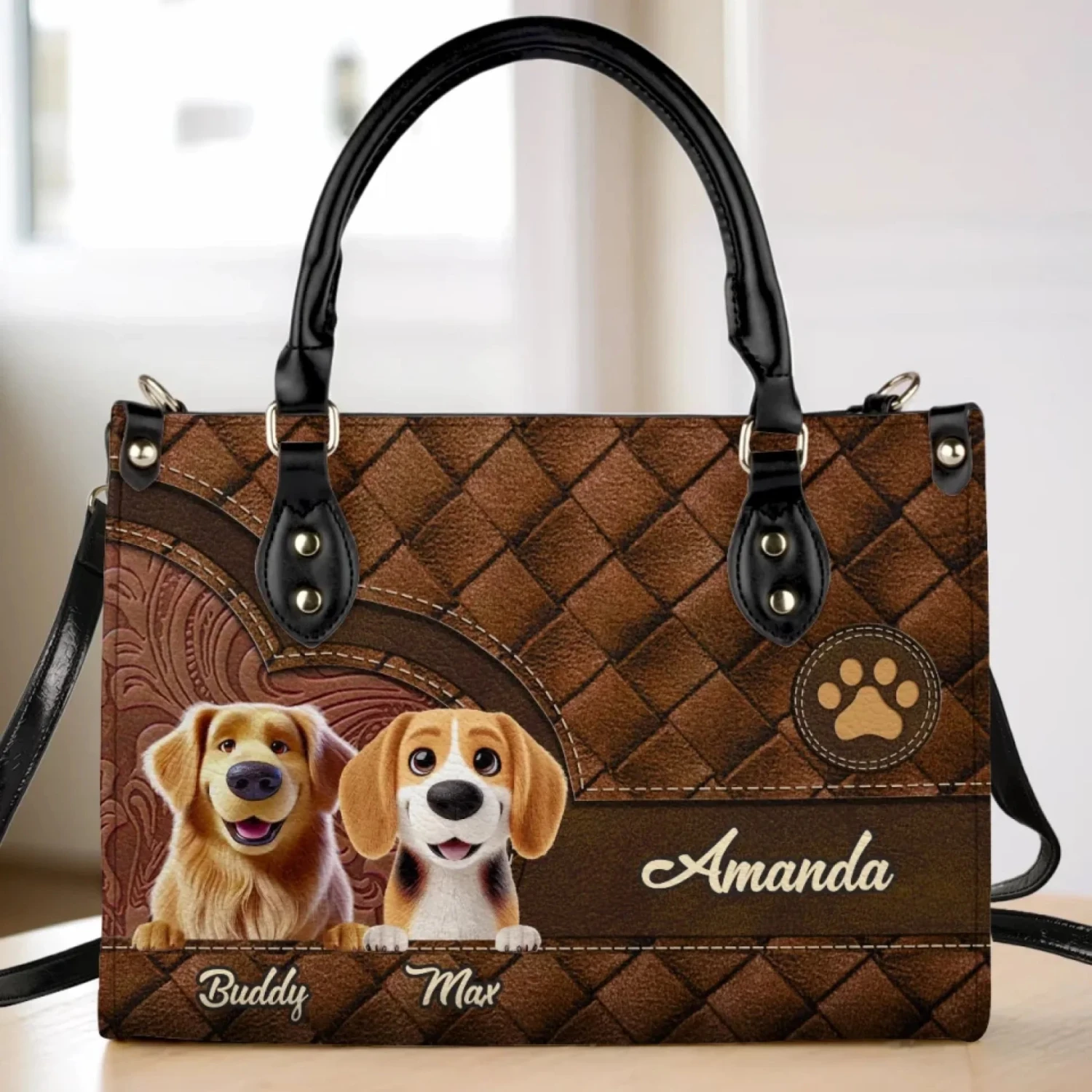 Furry Friends, Forever In My Heart - Dog Personalized Custom Leather Handbag - Gift For Pet Owners, Pet Lovers 1 Furry Friends, Forever In My Heart - Dog Personalized Custom Leather Handbag - Gift For Pet Owners, Pet Lovers