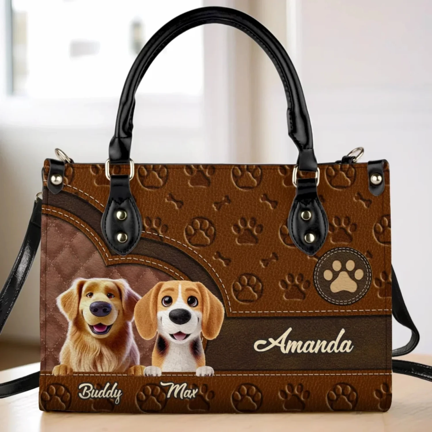 Tails Of Love And Friendship - Dog Personalized Custom Leather Handbag - Gift For Pet Owners, Pet Lovers 1 Tails Of Love And Friendship - Dog Personalized Custom Leather Handbag - Gift For Pet Owners, Pet Lovers