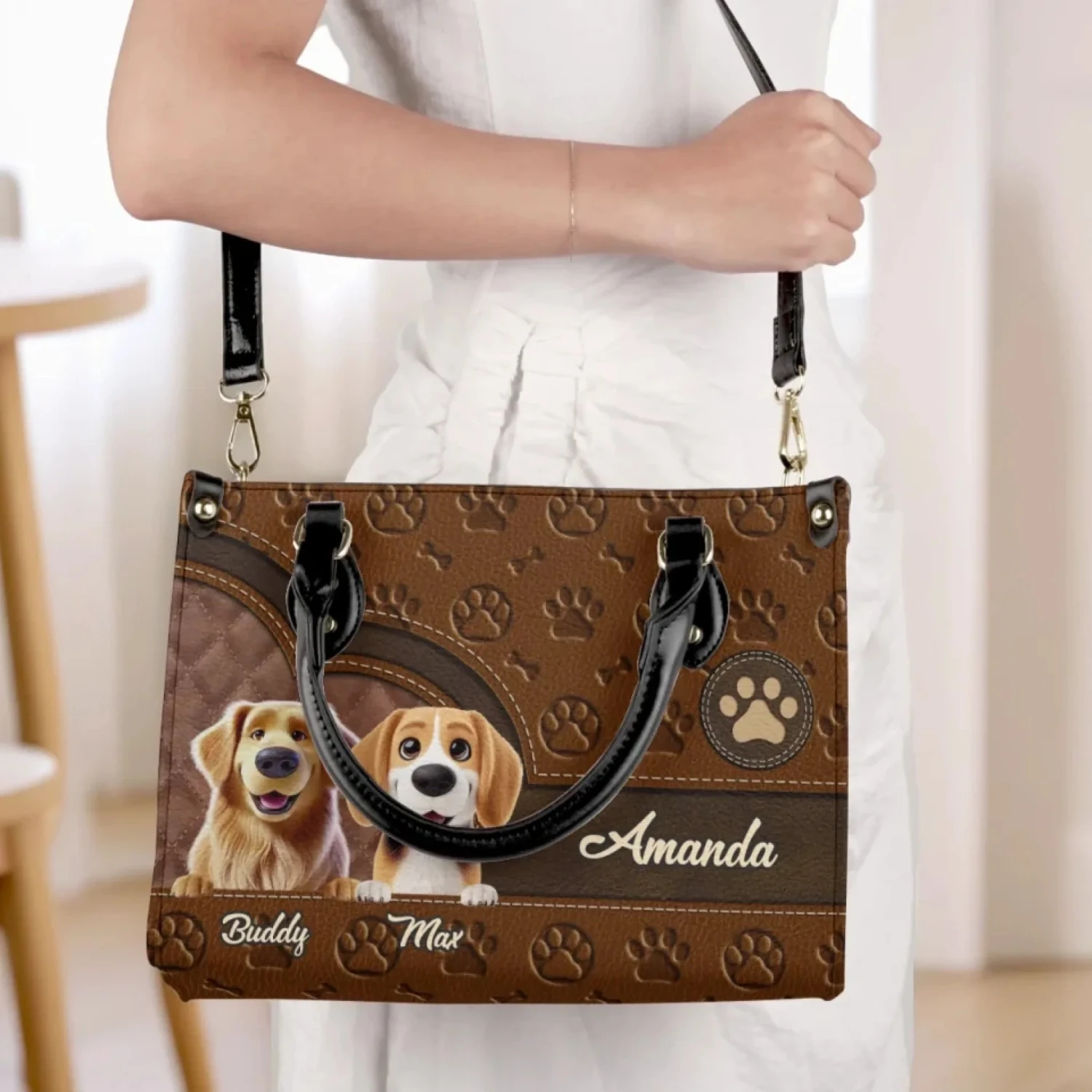 Tails Of Love And Friendship - Dog Personalized Custom Leather Handbag - Gift For Pet Owners, Pet Lovers 4 Tails Of Love And Friendship - Dog Personalized Custom Leather Handbag - Gift For Pet Owners, Pet Lovers - Image 4