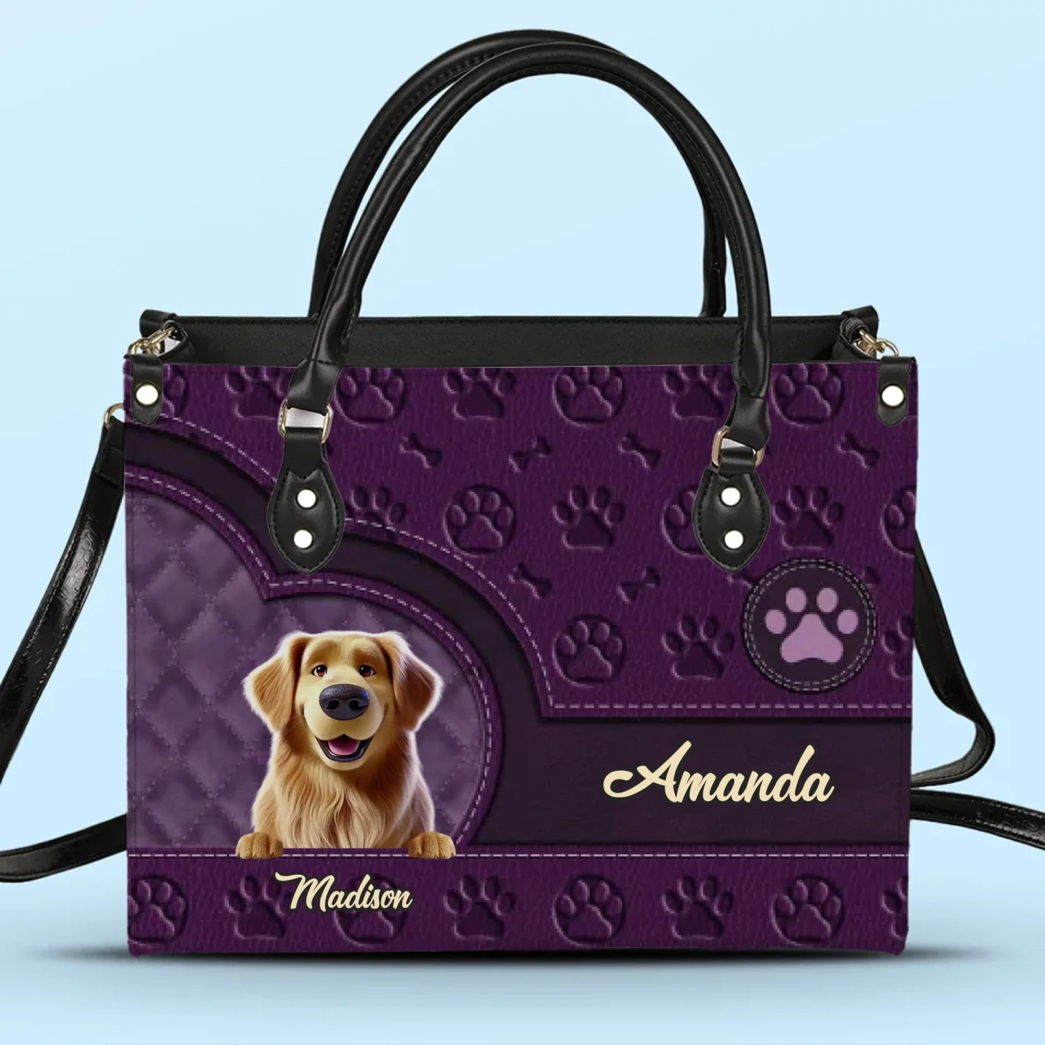 Tails Of Love And Friendship - Dog Personalized Custom Leather Handbag - Gift For Pet Owners, Pet Lovers 2 Tails Of Love And Friendship - Dog Personalized Custom Leather Handbag - Gift For Pet Owners, Pet Lovers - Image 2
