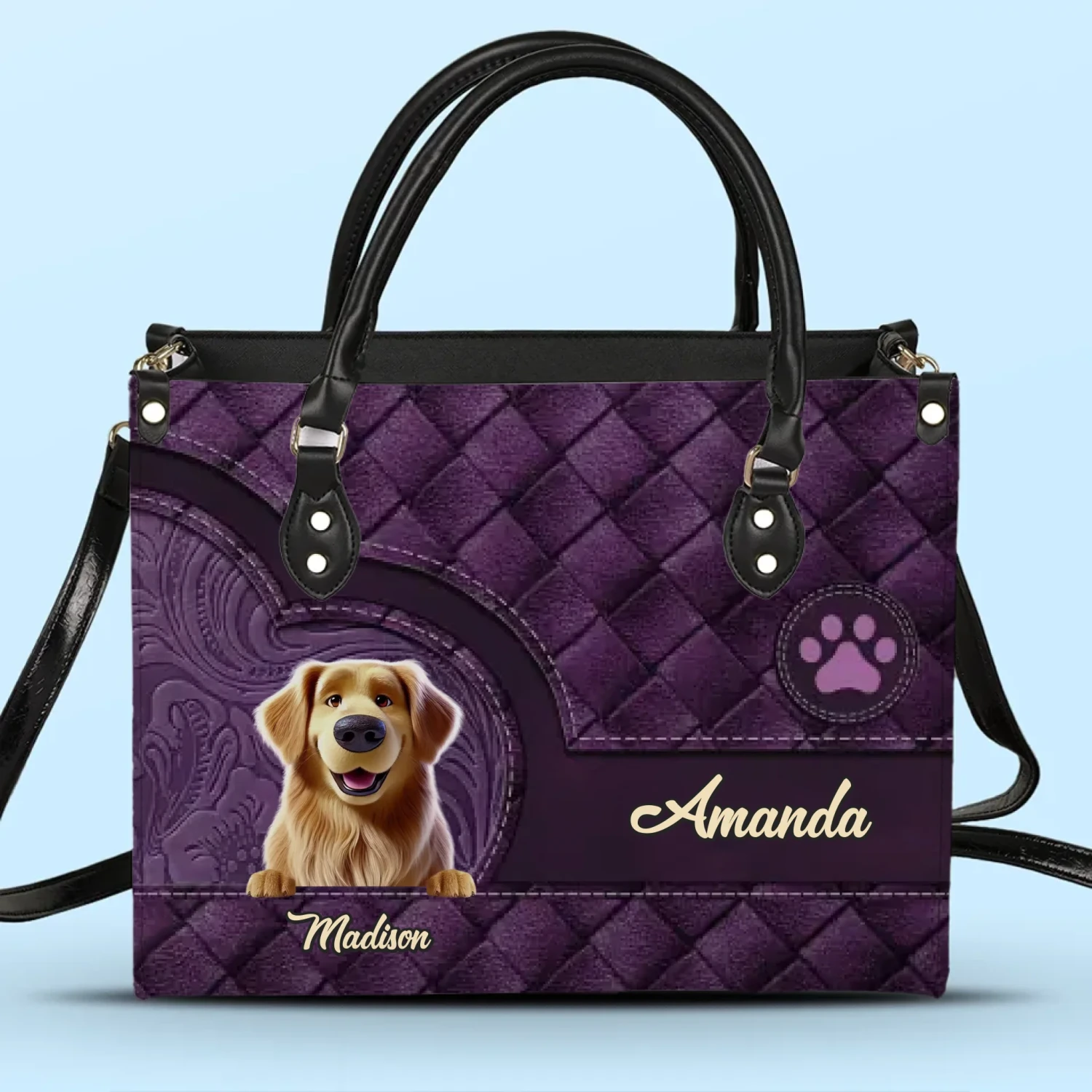 Furry Friends, Forever In My Heart - Dog Personalized Custom Leather Handbag - Gift For Pet Owners, Pet Lovers 2 Furry Friends, Forever In My Heart - Dog Personalized Custom Leather Handbag - Gift For Pet Owners, Pet Lovers - Image 2