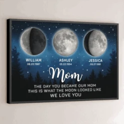 Mom, You Shine As Bright As The Moon - Family Personalized Custom Horizontal Poster - Mother's Day, Gift For Mom, Grandma