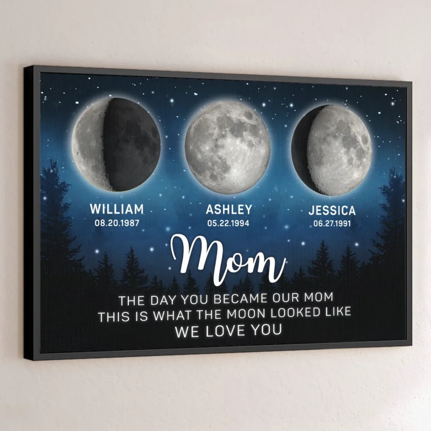 Mom, You Shine As Bright As The Moon - Family Personalized Custom Horizontal Poster - Mother's Day, Gift For Mom, Grandma 1 Mom, You Shine As Bright As The Moon - Family Personalized Custom Horizontal Poster - Mother's Day, Gift For Mom, Grandma