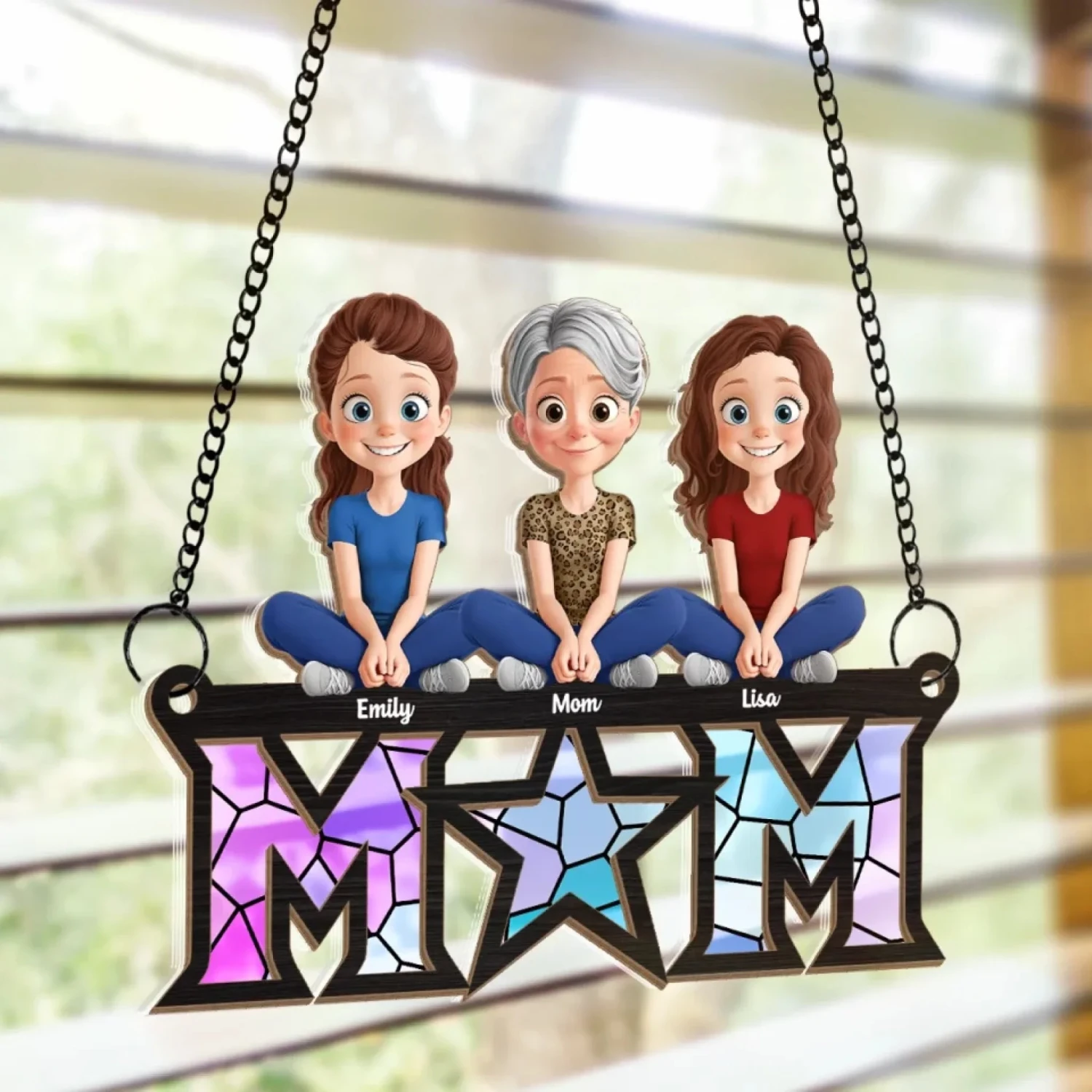 Mom, Our Guiding Star And Greatest Blessing - Family Personalized Window Hanging Suncatcher Ornament - Mother's Day, Gift For Mom, Grandma 4 Mom, Our Guiding Star And Greatest Blessing - Family Personalized Window Hanging Suncatcher Ornament - Mother's Day, Gift For Mom, Grandma - Image 4