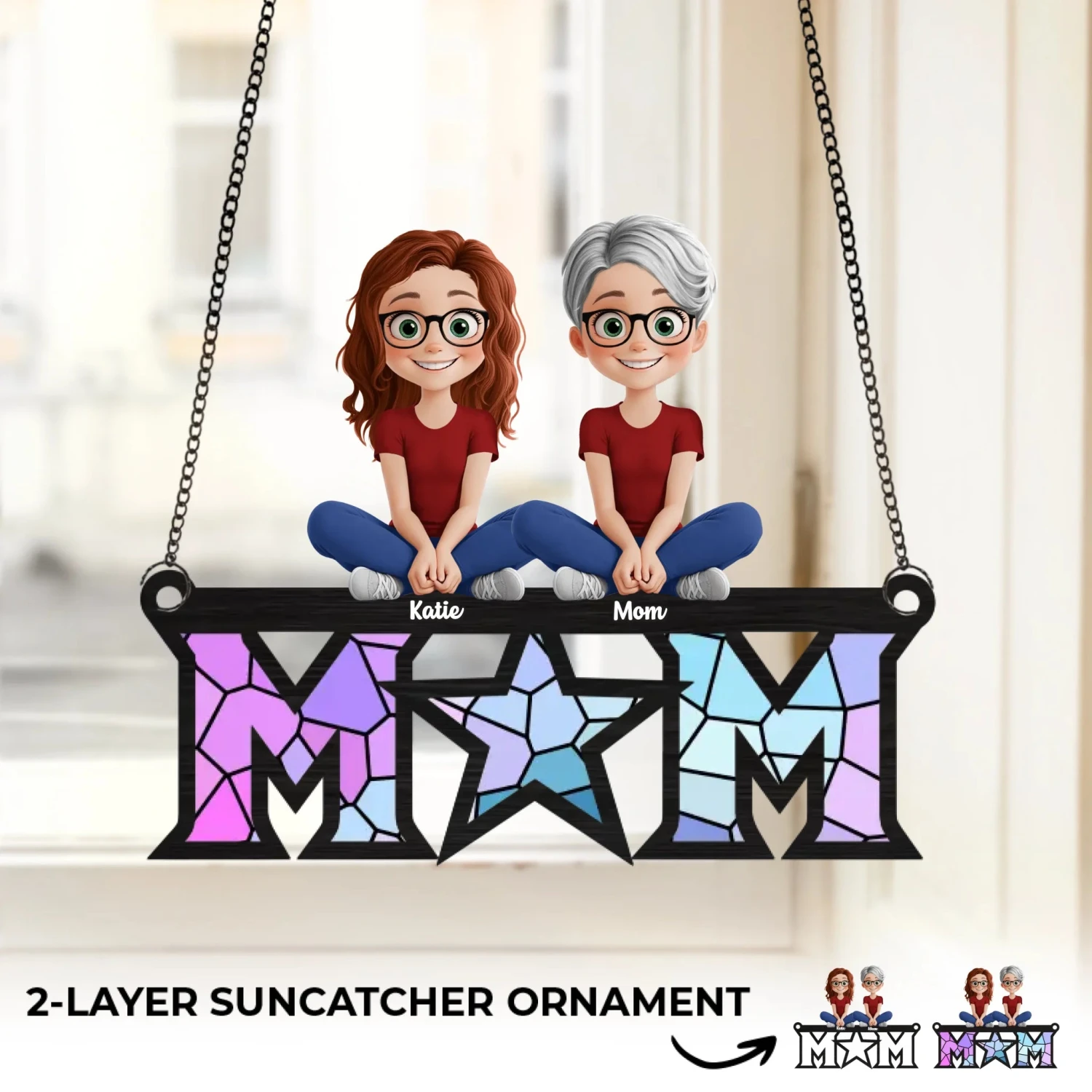 Mom, Our Guiding Star And Greatest Blessing - Family Personalized Window Hanging Suncatcher Ornament - Mother's Day, Gift For Mom, Grandma 2 Mom, Our Guiding Star And Greatest Blessing - Family Personalized Window Hanging Suncatcher Ornament - Mother's Day, Gift For Mom, Grandma - Image 2