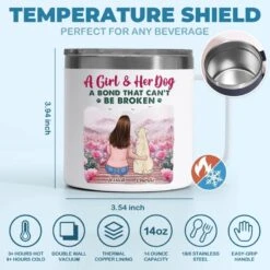 Happiness Is A Dog’s Smile - Dog Personalized Custom 14oz Stainless Steel Tumbler With Handle - Gift For Pet Owners, Pet Lovers -Pawfect House Store 67db76b2c0e74