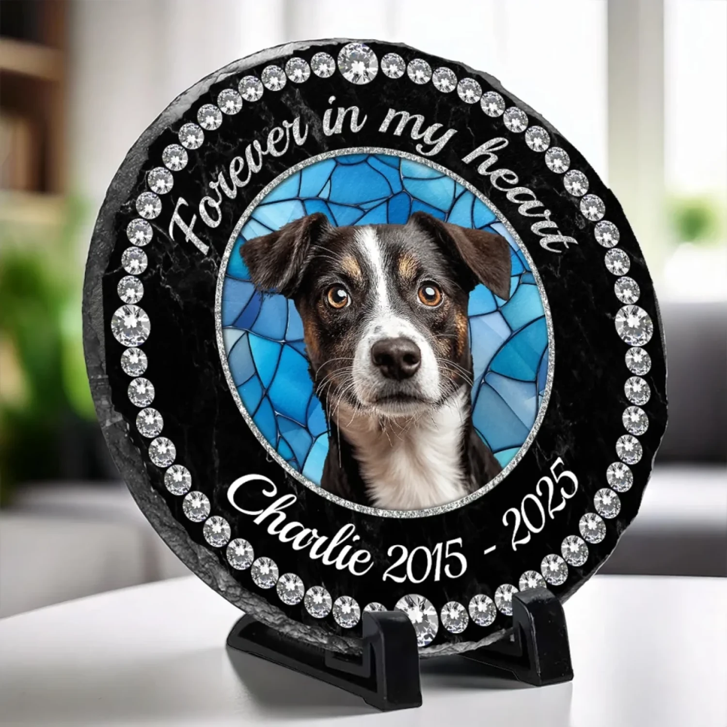 Custom Photo Cherished Forever, Loved Always - Memorial Personalized Custom Round Shaped Stone With Stand - Sympathy Gift For Pet Owners, Pet Lovers 3 Custom Photo Cherished Forever, Loved Always - Memorial Personalized Custom Round Shaped Stone With Stand - Sympathy Gift For Pet Owners, Pet Lovers - Image 3