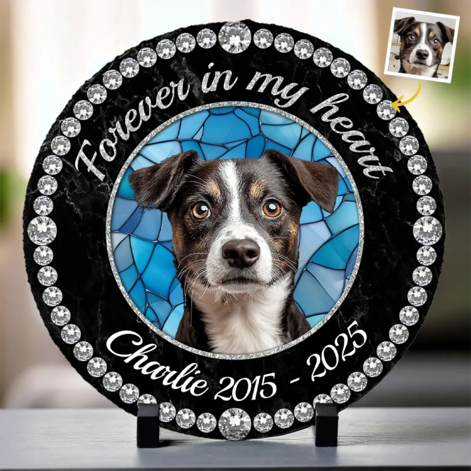 Custom Photo Cherished Forever, Loved Always - Memorial Personalized Custom Round Shaped Stone With Stand - Sympathy Gift For Pet Owners, Pet Lovers 1 Custom Photo Cherished Forever, Loved Always - Memorial Personalized Custom Round Shaped Stone With Stand - Sympathy Gift For Pet Owners, Pet Lovers