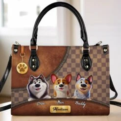 Because Life’s Better With Fur Babies - Dog Personalized Custom Leather Handbag - Gift For Pet Owners, Pet Lovers