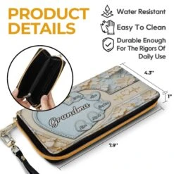 Held In Her Heart, Loved For A Lifetime - Family Personalized Custom Leather Long Wallet - Mother's Day, Gift For Mom, Grandma -Pawfect House Store 67dce8a97ff6b