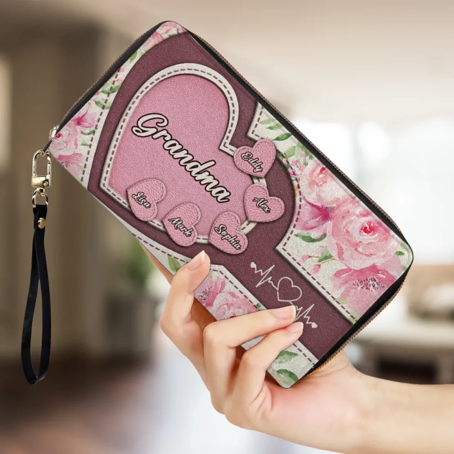 Wrapped In Grandma’s Heartstrings - Family Personalized Custom Leather Long Wallet - Mother's Day, Gift For Mom, Grandma 4 Wrapped In Grandma’s Heartstrings - Family Personalized Custom Leather Long Wallet - Mother's Day, Gift For Mom, Grandma - Image 4